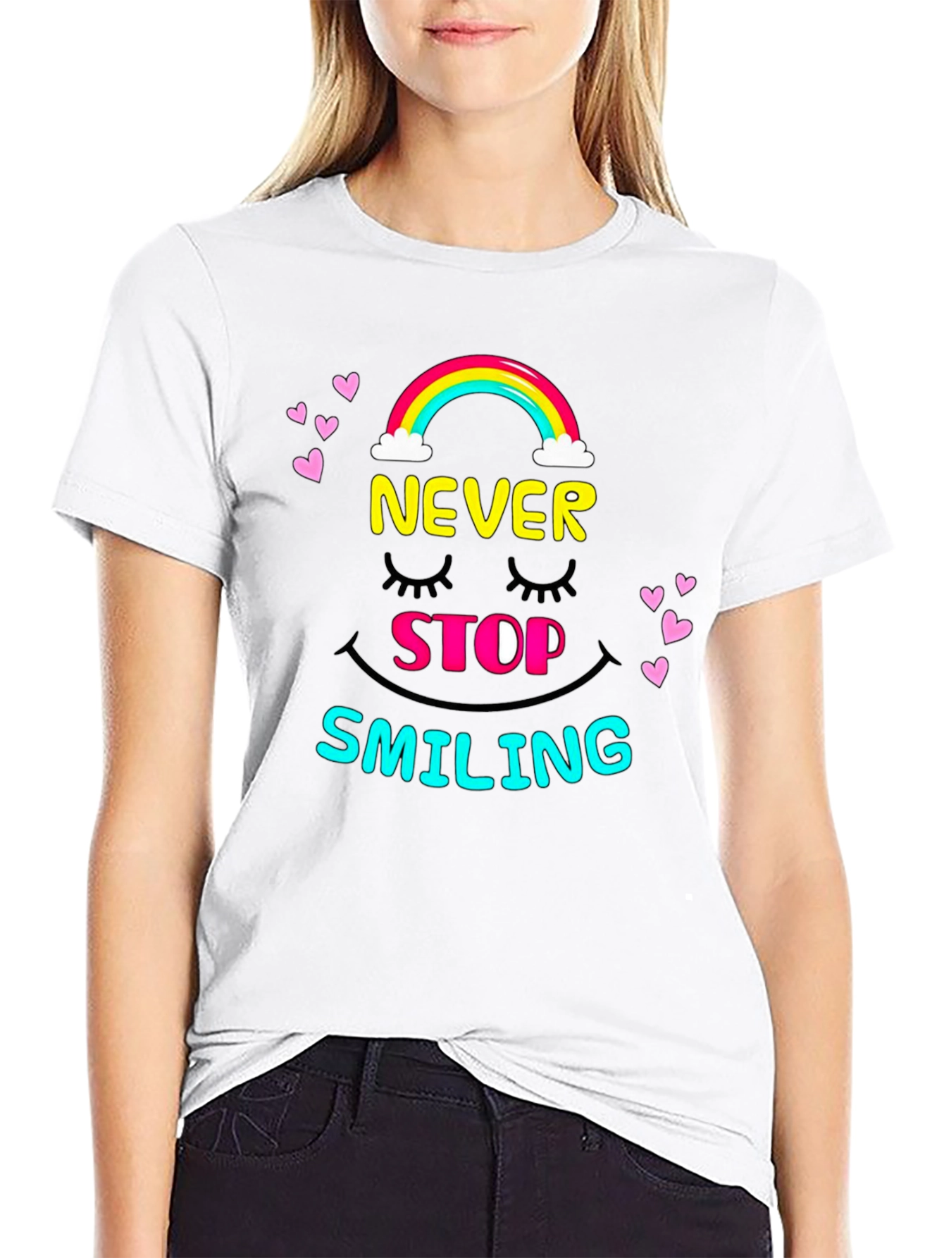 Black Never Stop Smiling Graphic Tee - Black view 9