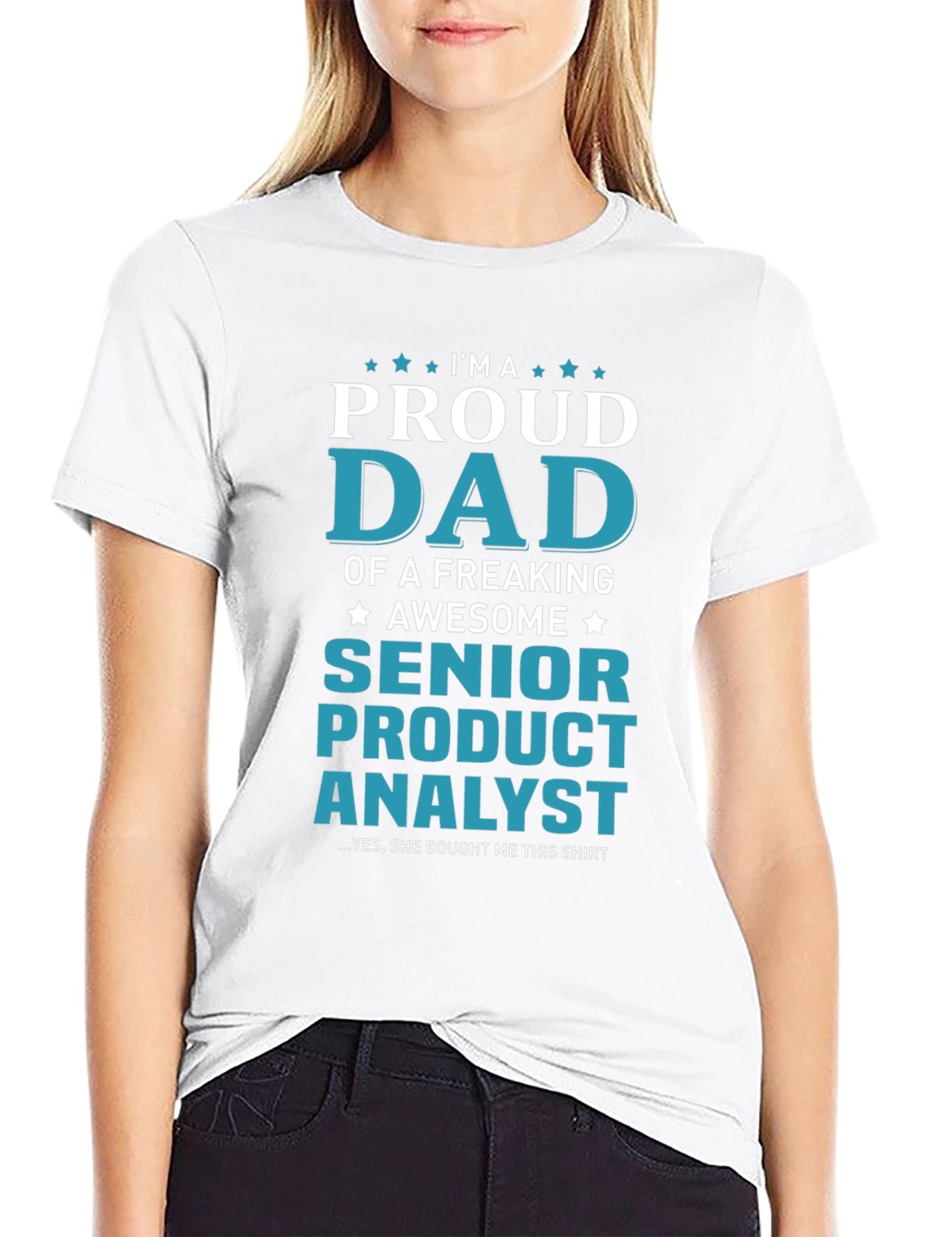 Black Proud Dad Senior Product Analyst Graphic Tee view 9