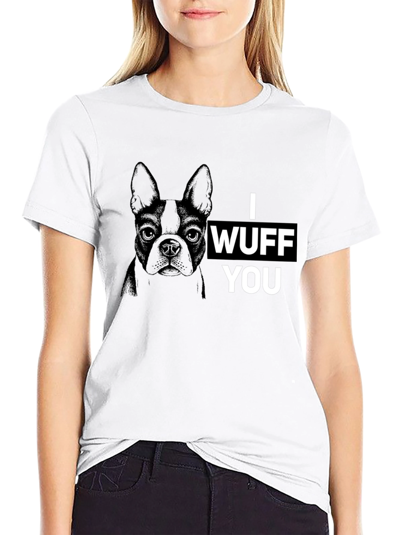 Black I Wuff You Graphic Tee - Black Cotton Blend view 9