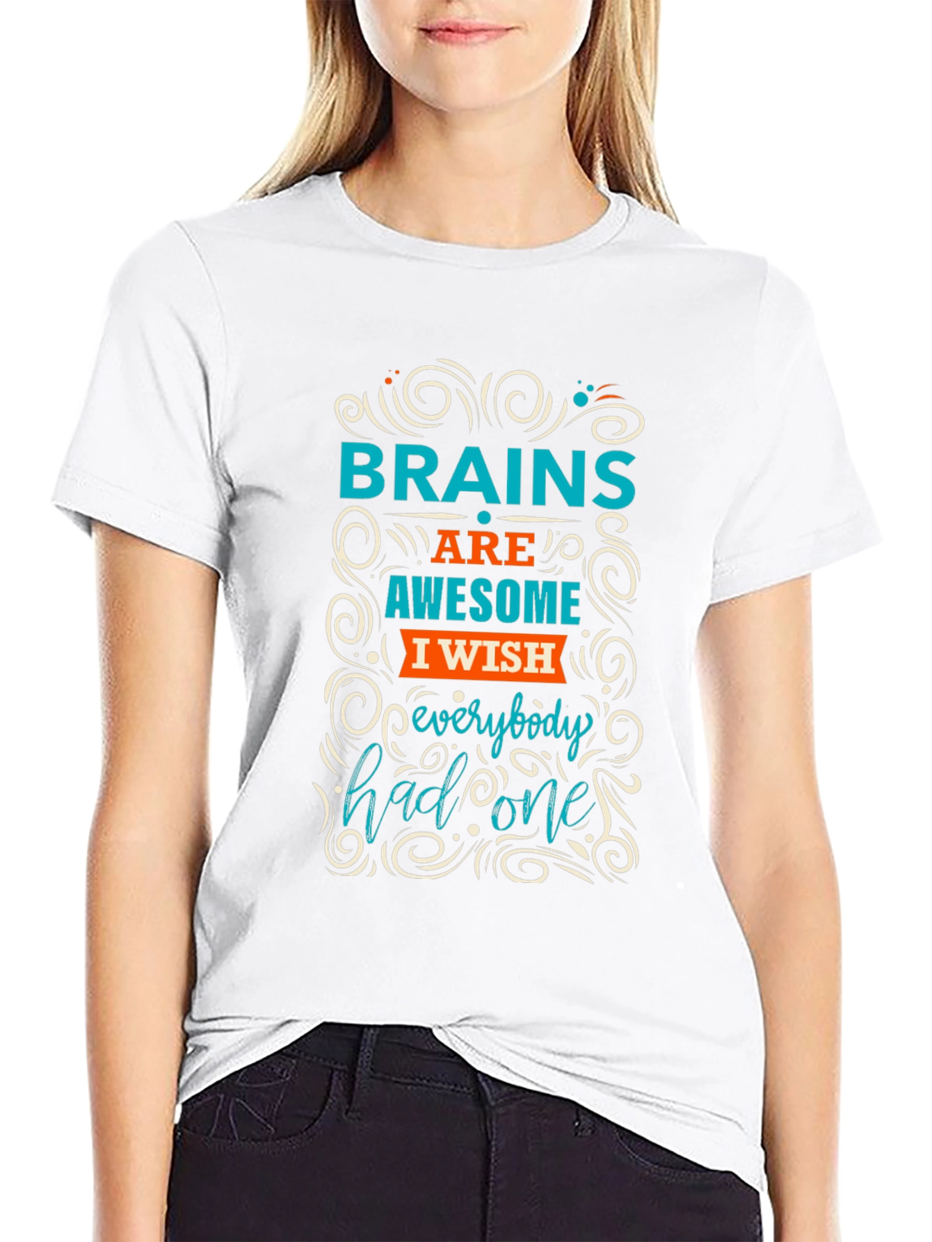 Black Brains Awesome Wish T-Shirt - Clever Graphic Tee view 9