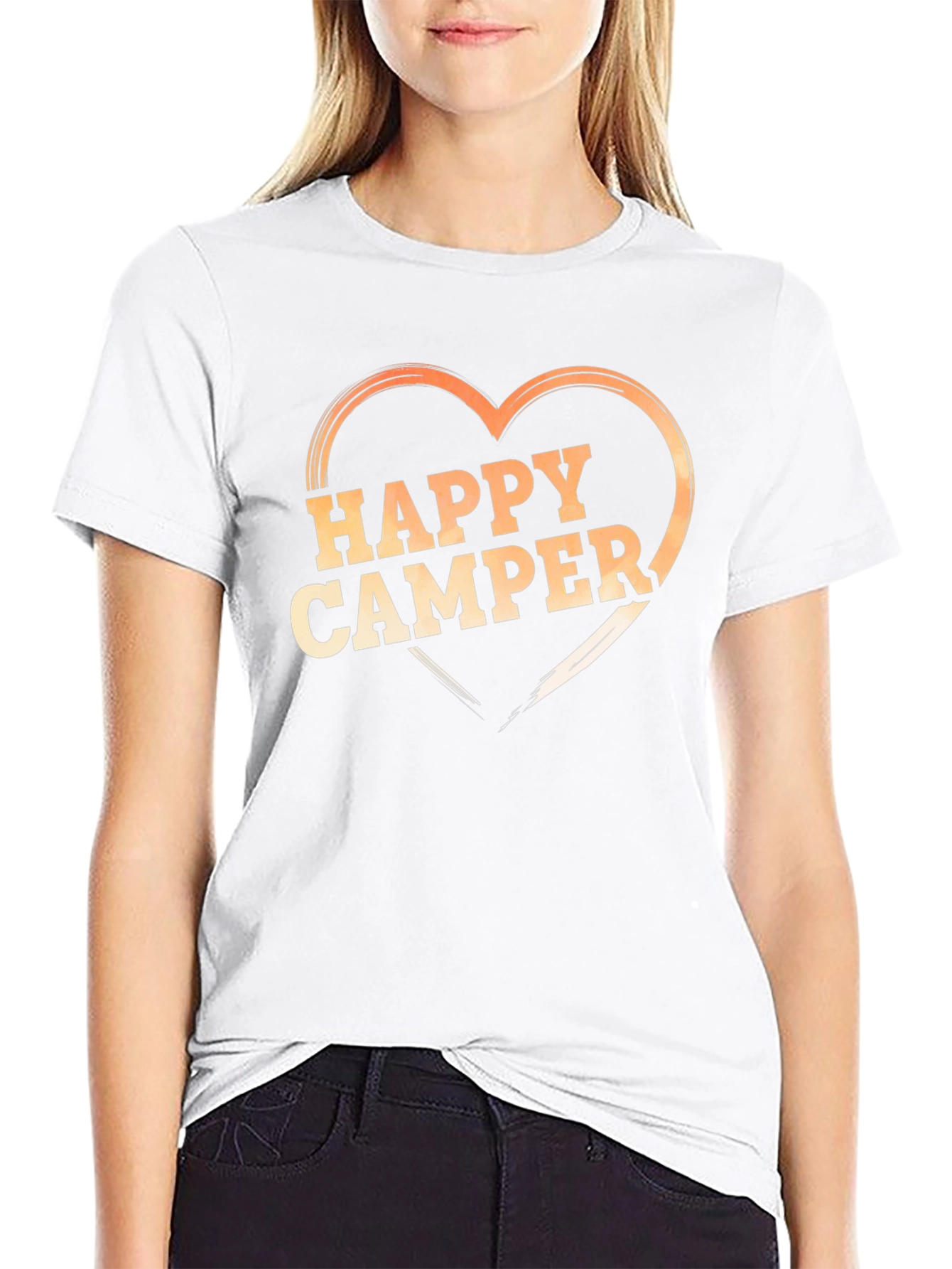 Black Happy Camper Heart Graphic T-Shirt - Black view 9