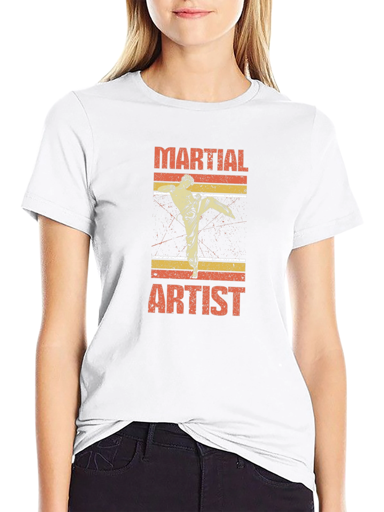 Black Martial Artist Graphic T-Shirt Retro Style view 9