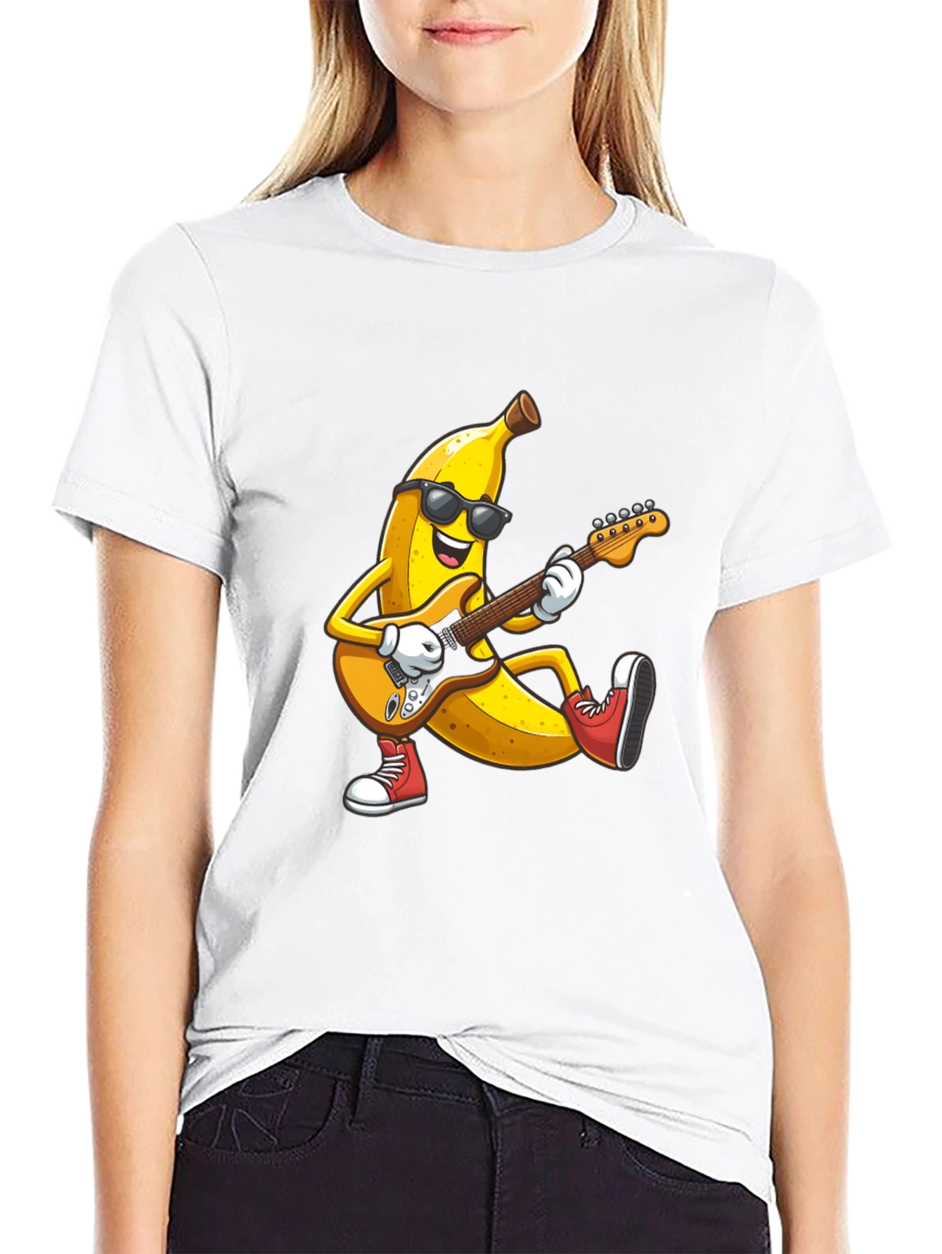 Black Banana Rocker T-Shirt - Cool Fruit Guitarist Tee view 9