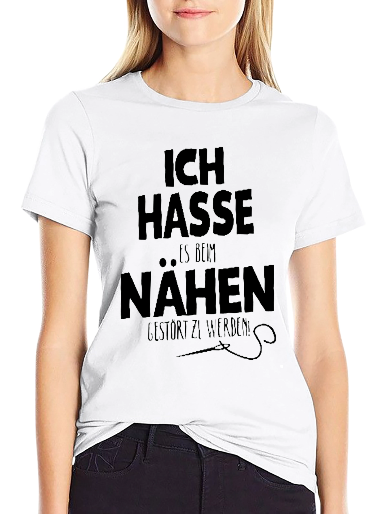 Black Ich Hasse Nähen Graphic T-Shirt - Black view 9