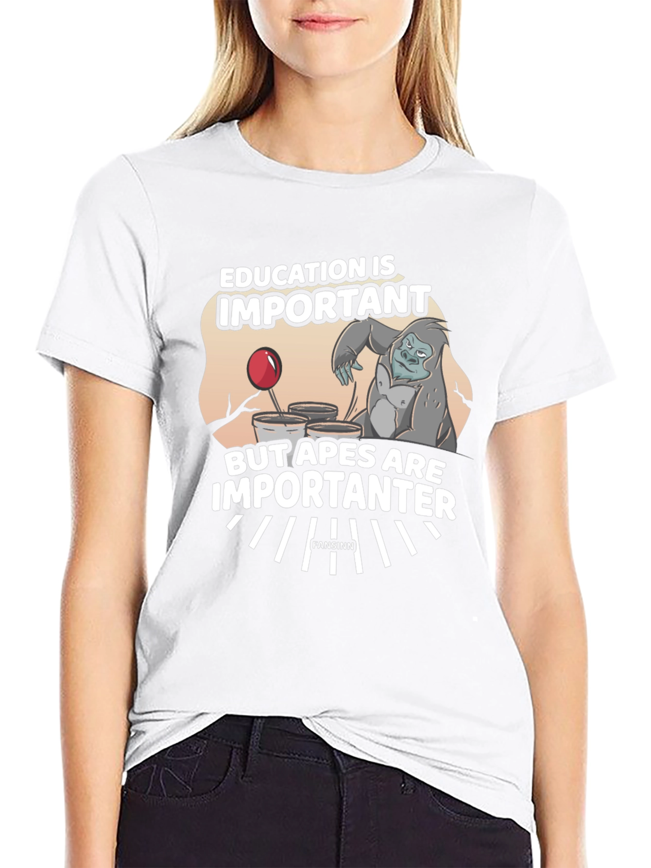 Black Education vs Apes Graphic T-Shirt view 9