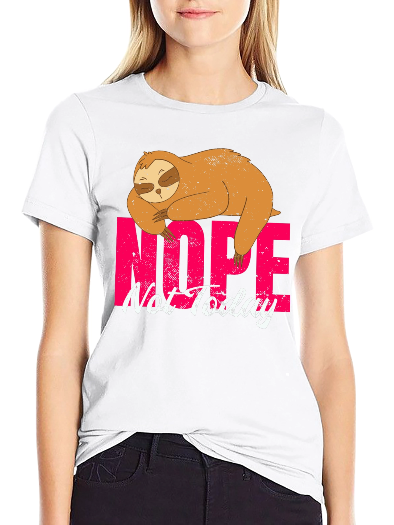 Black Nope Not Today Sloth Graphic Tee view 9