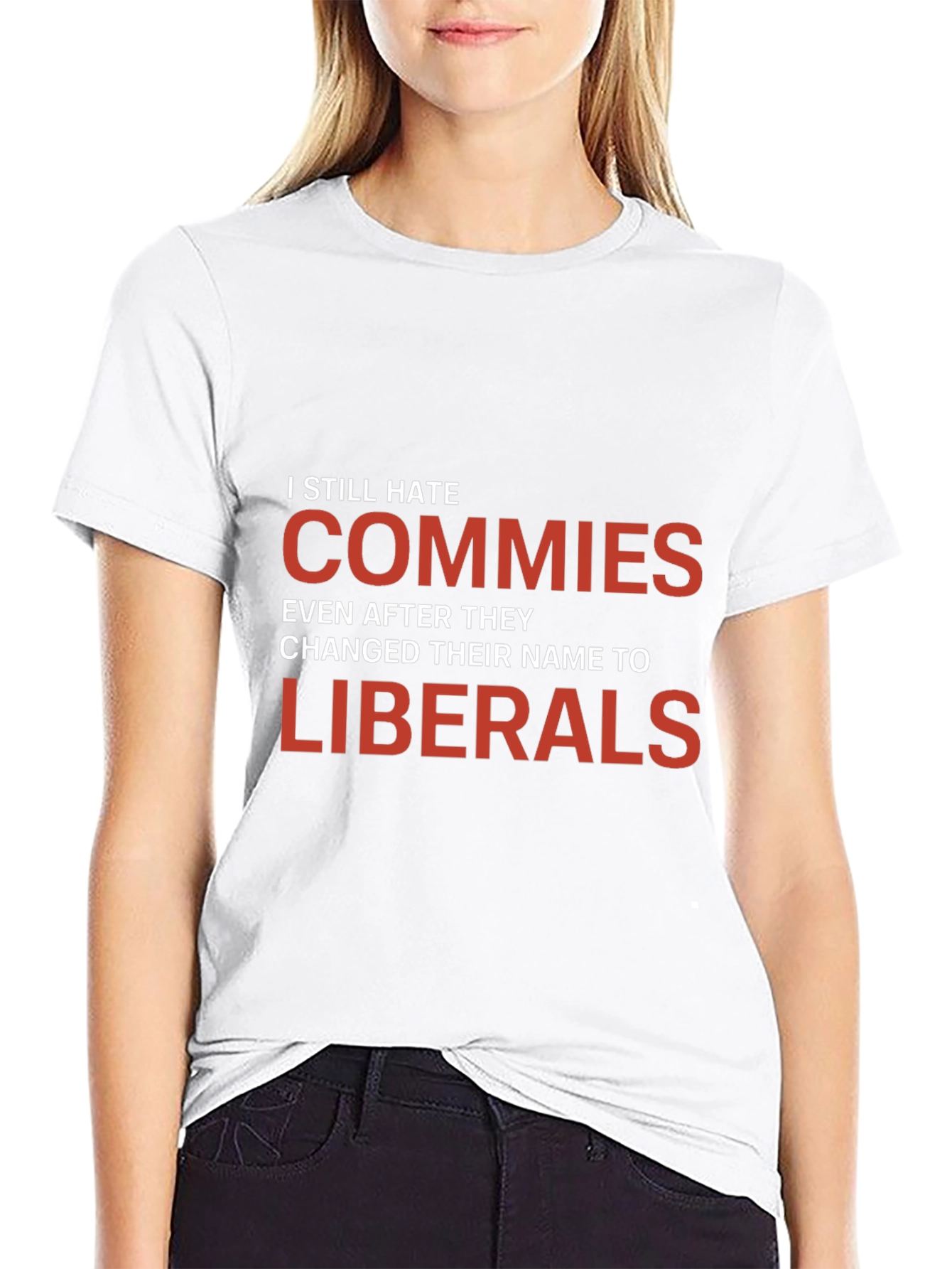 Black I Still Hate Commies Political Statement T-Shirt view 9
