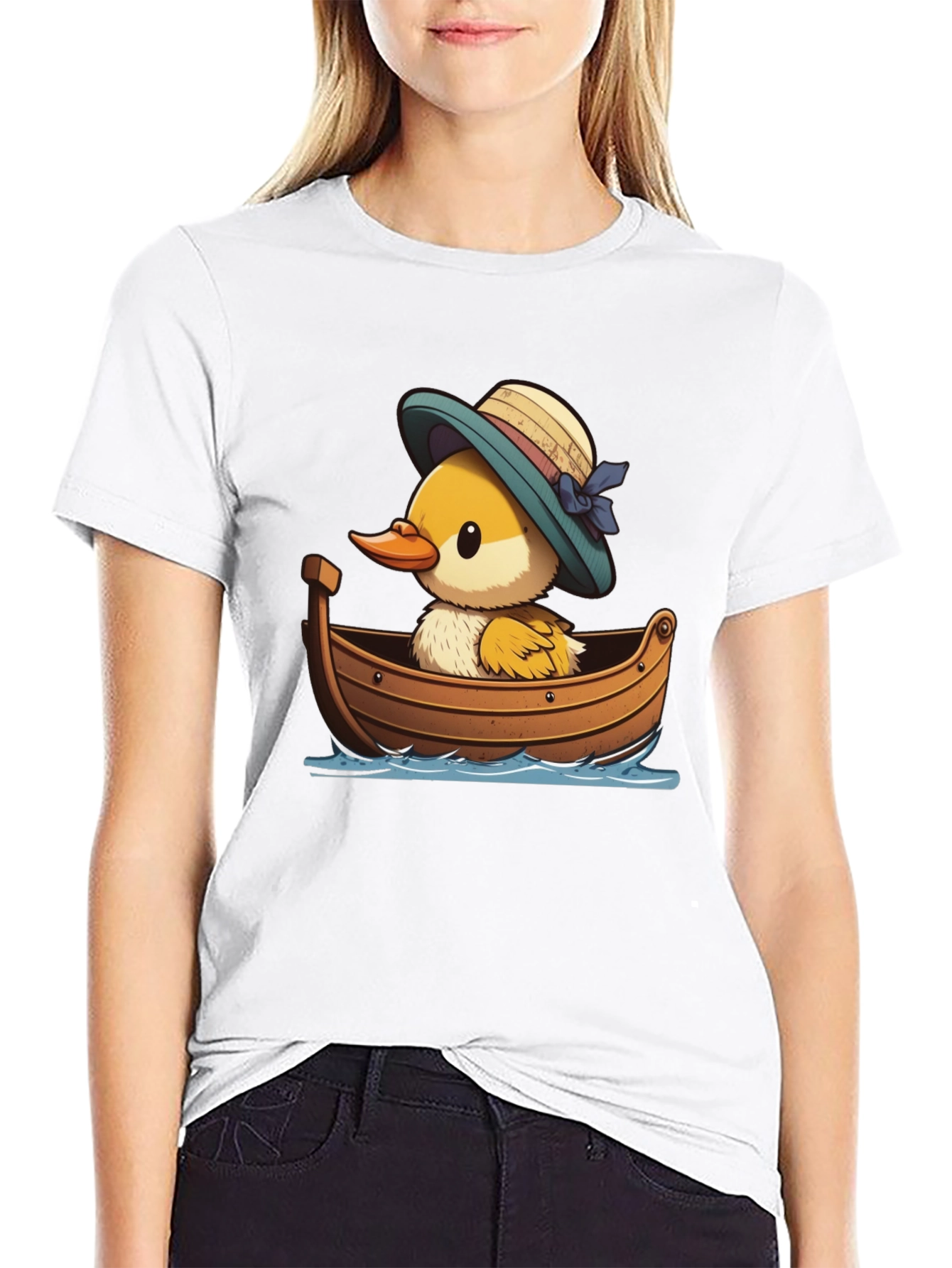 Black Duckling in Boat Graphic Tee view 9