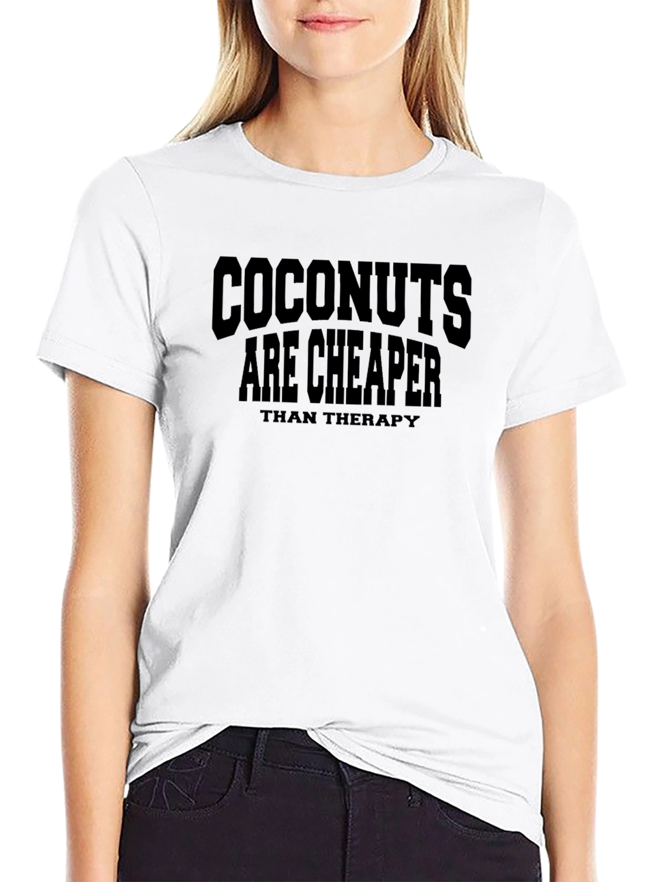 Black Coconuts Cheaper Than Therapy Novelty Graphic T-Shirt view 9
