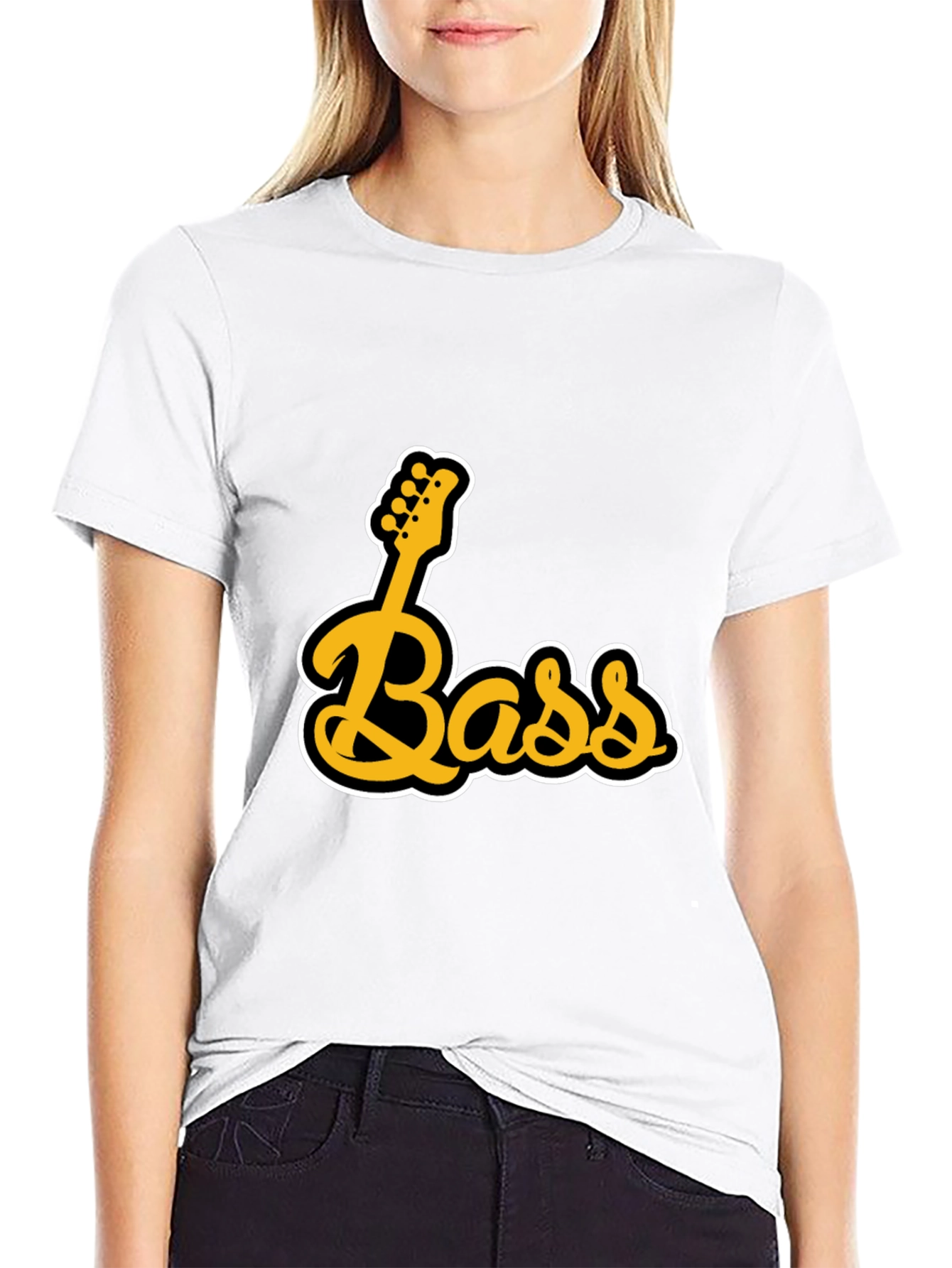 Black Bass Guitar Black Graphic T-Shirt view 9