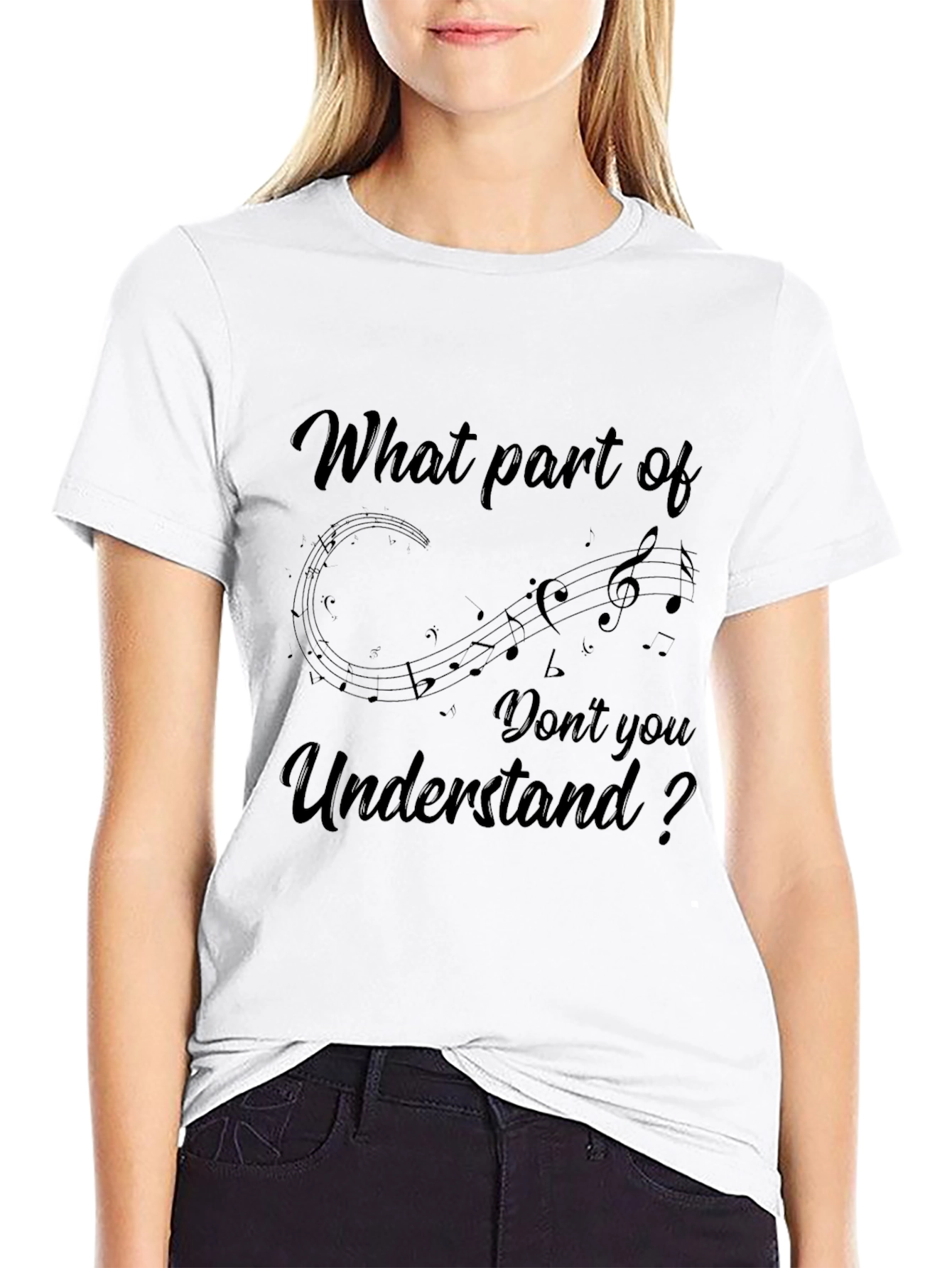 Black Music Note Pun T-Shirt - What Part Don't You Understand? view 9