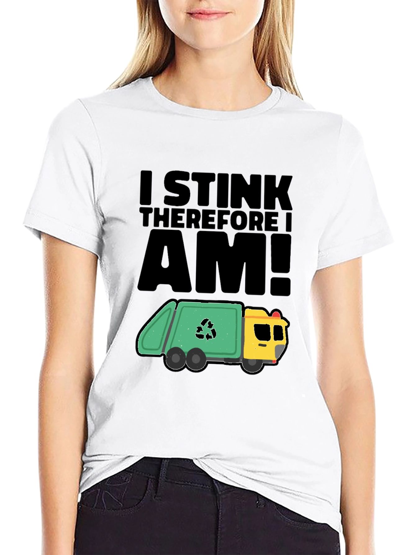 Black I Stink Therefore I Am T-Shirt - Garbage Truck Humor Tee view 9