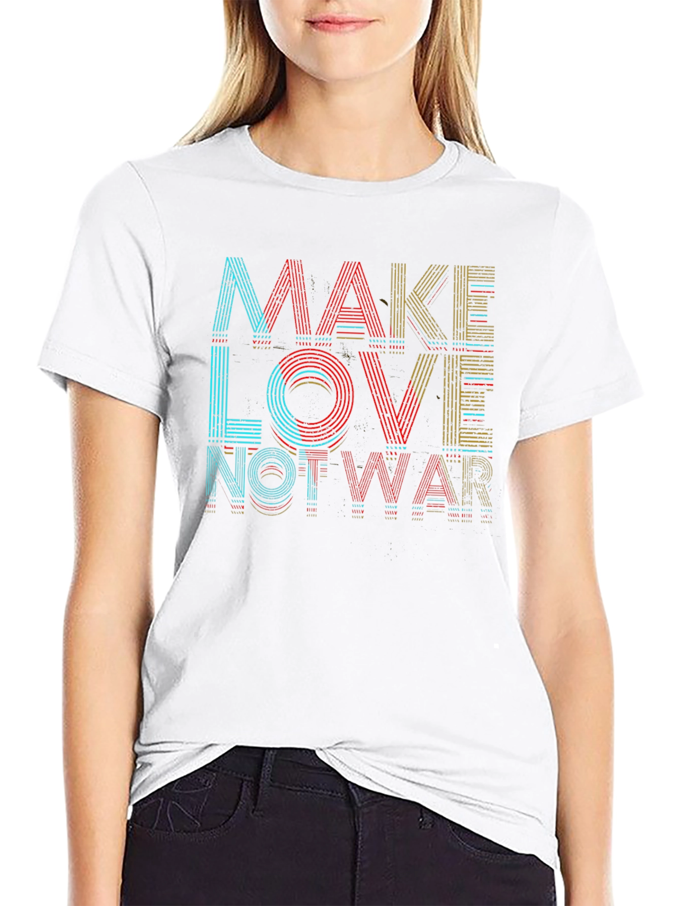 Black Make Love Not War Graphic T-Shirt - Black view 9