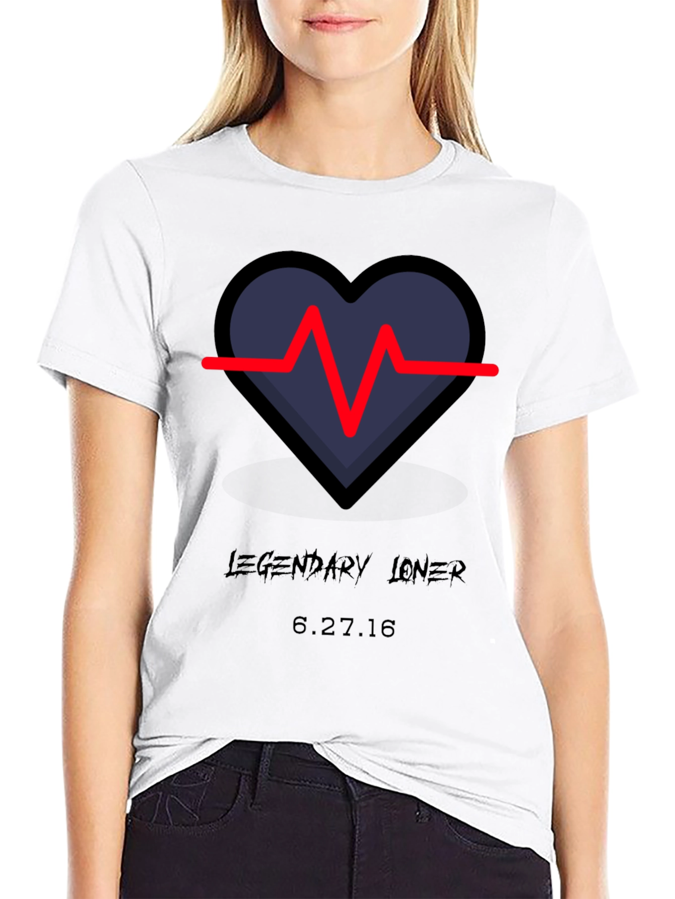 Black Legendary Loner Heartbeat Graphic Tee - Black view 9