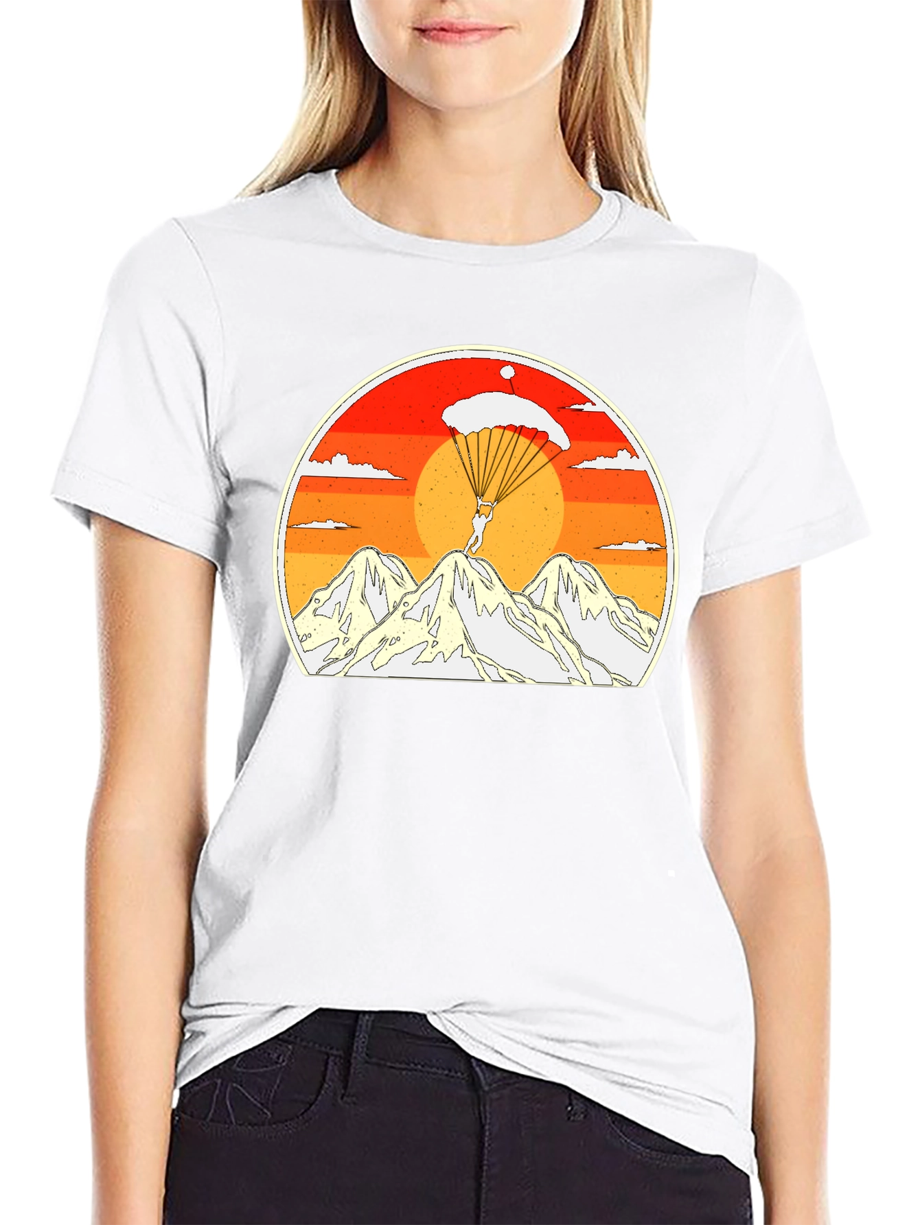 Black Skydiving Mountain Graphic Tee view 9