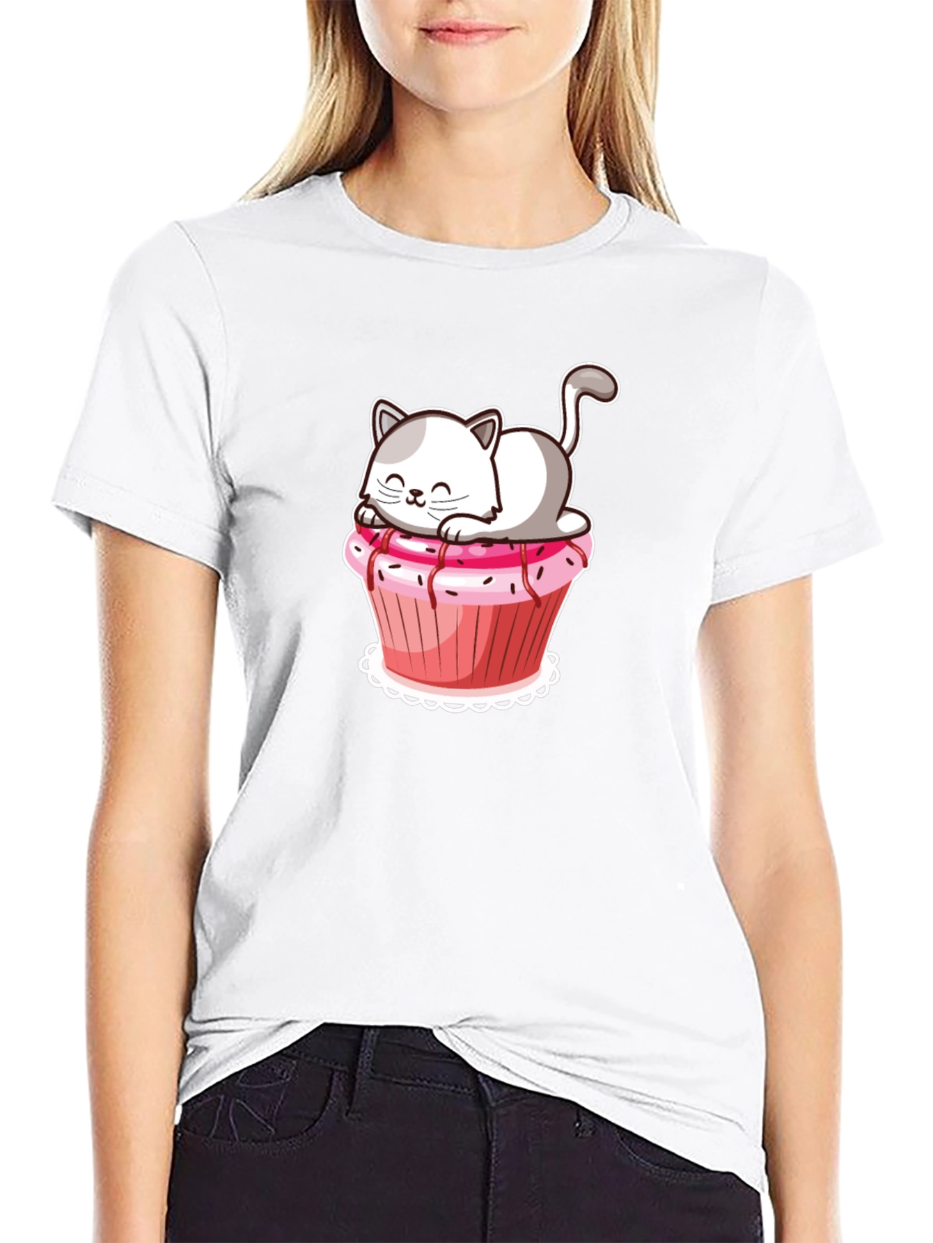 Black Cat Cupcake Graphic T-Shirt view 9