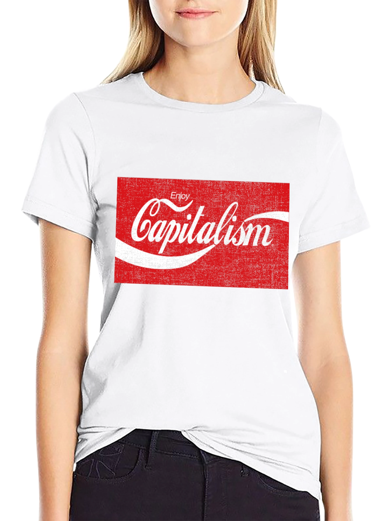 Black Enjoy Capitalism T-Shirt - Novelty Graphic Tee view 9