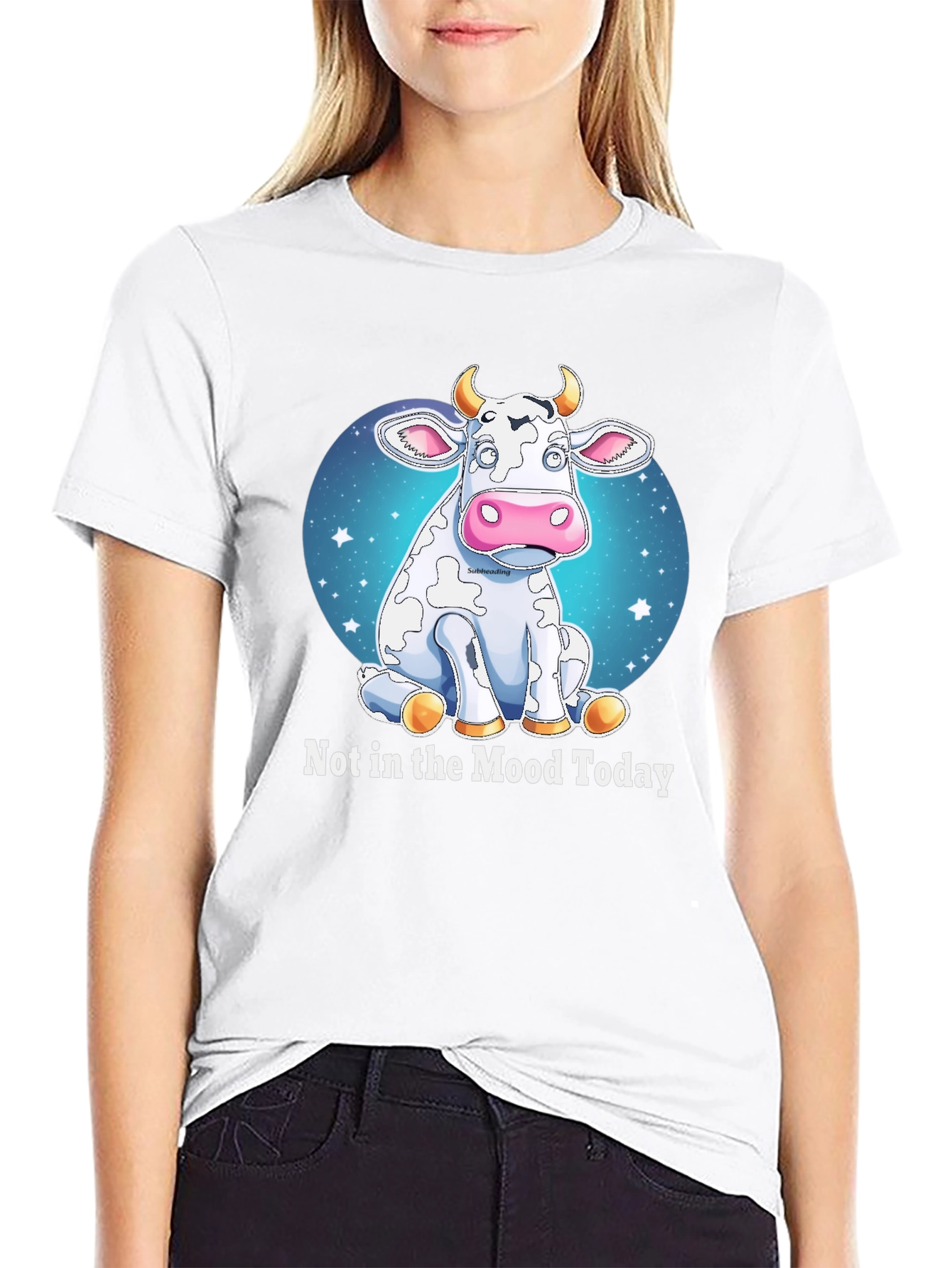 Black Funny Cow Mood T-Shirt - Not in the Mood Today Tee view 9