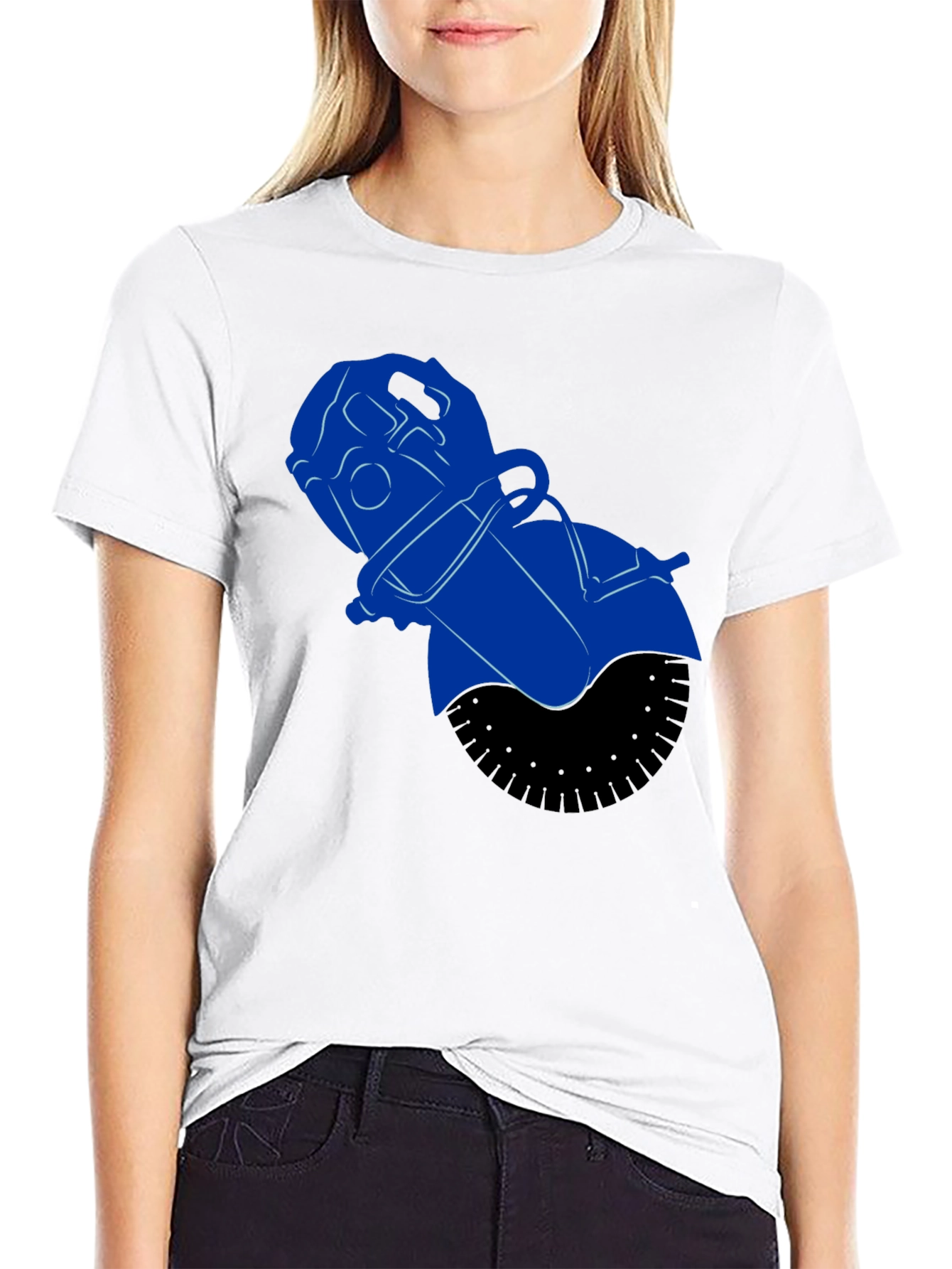 Black Blue Power Tool Graphic Tee - Black Cotton Blend Shirt view 9