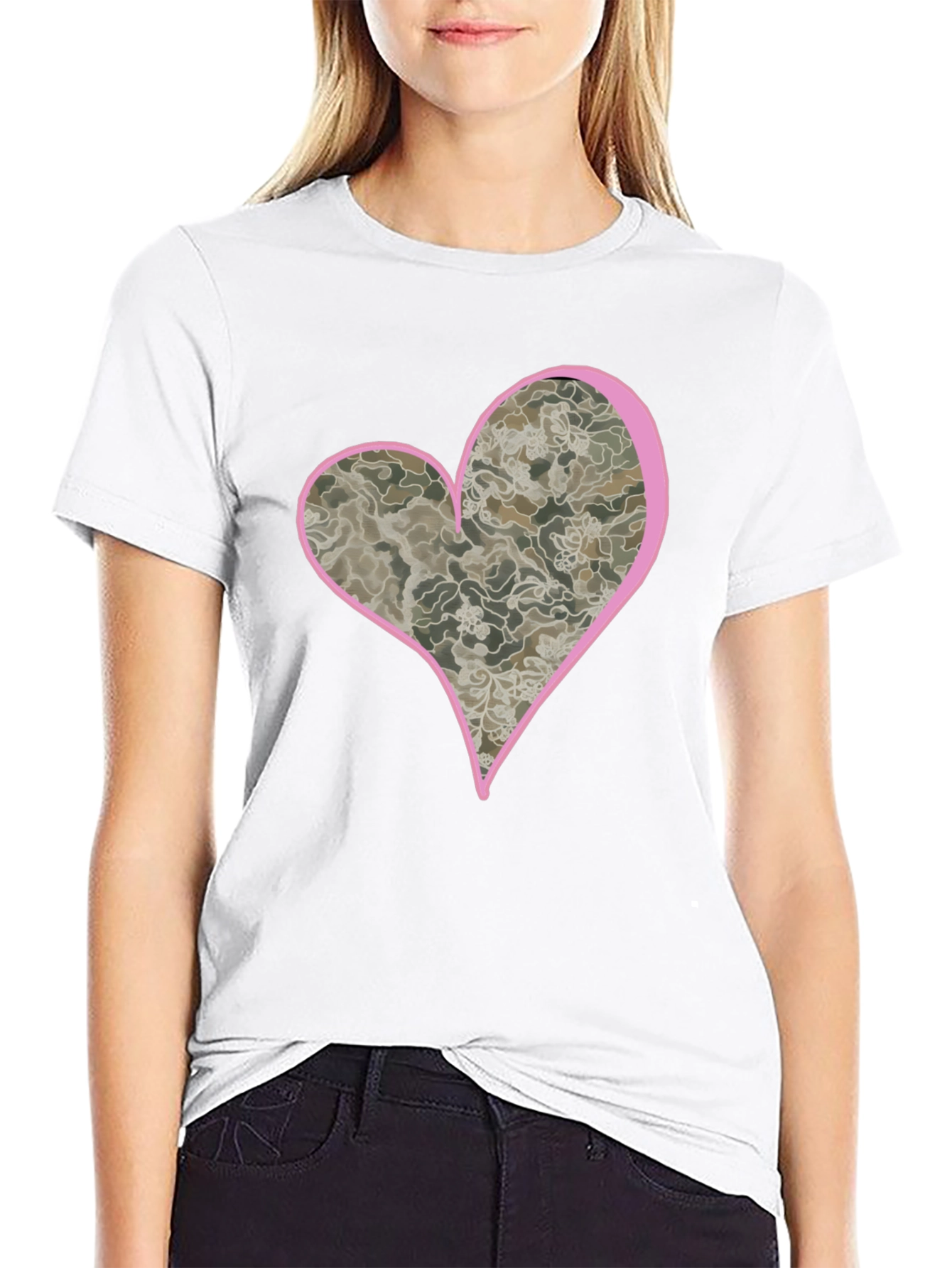 Black Heart Camo Tee - Unique Graphic T-Shirt view 9