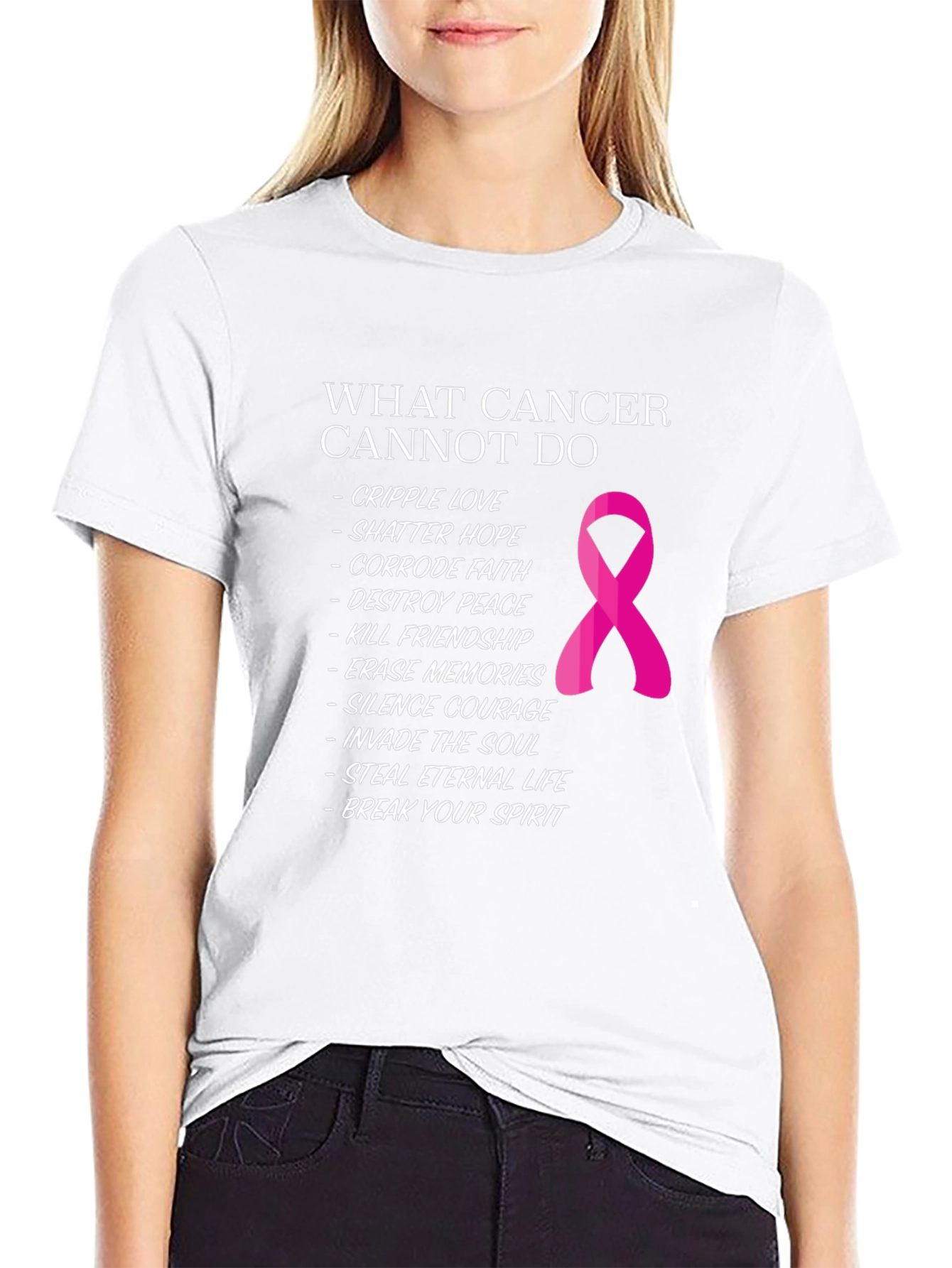 Black Cancer Awareness T-Shirt: What Cancer Cannot Do view 9
