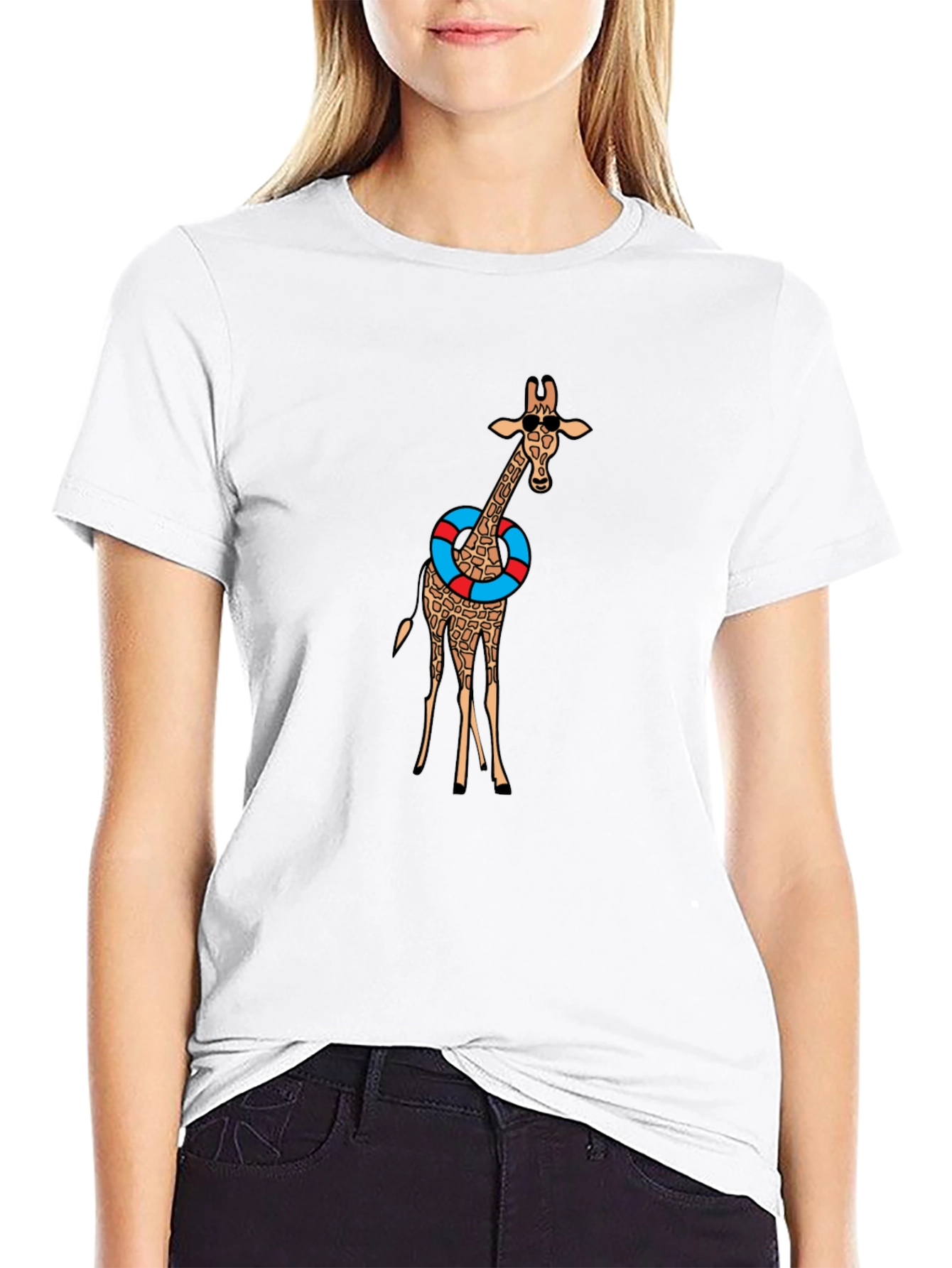 Black Giraffe in Sunglasses Graphic Tee - Black view 9