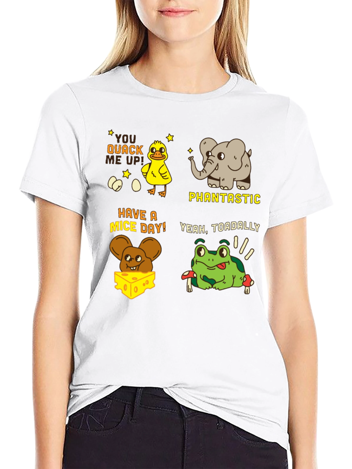 Black Pun-tastic Animal Tee: Quack Me Up, Have a Mice Day! view 9