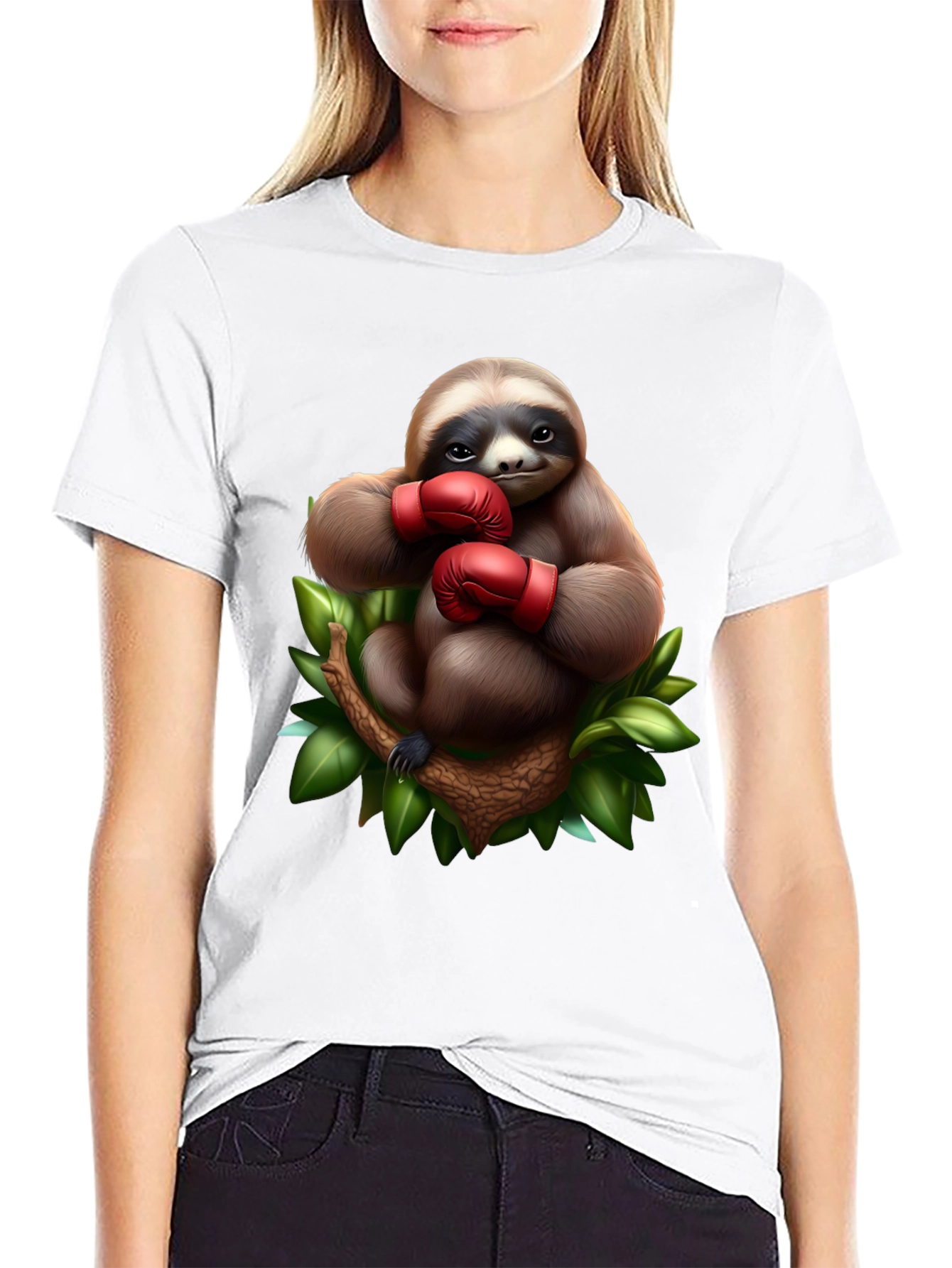 Black Sloth Boxer Graphic T-Shirt view 9