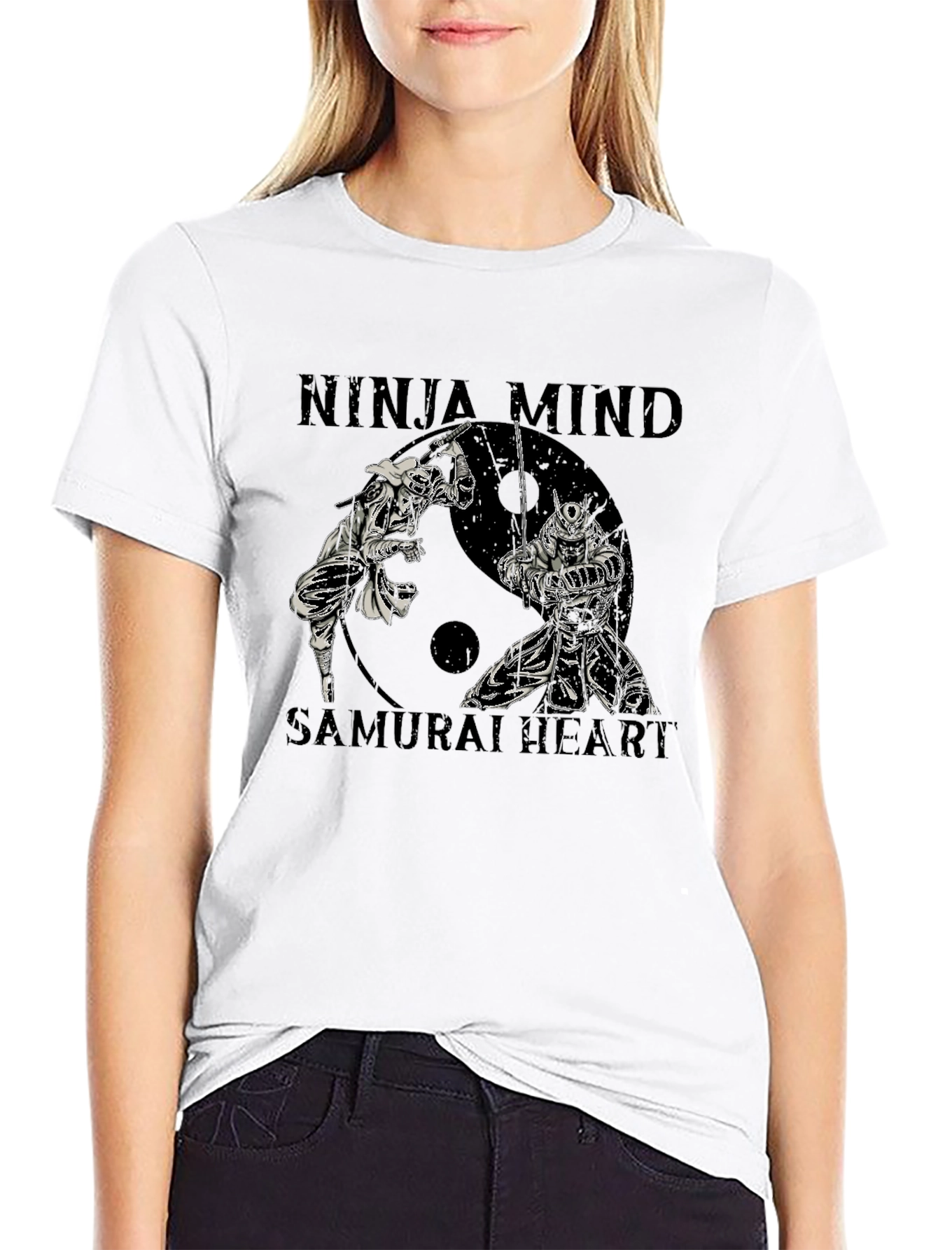 Black Ninja Mind Samurai Heart Graphic T-Shirt view 9