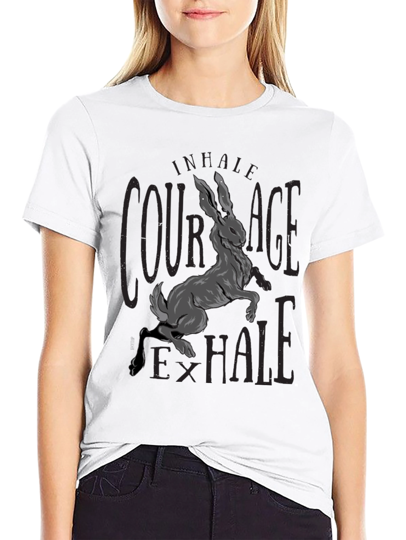 Black Courage Hare Graphic Tee - Inhale Exhale view 9