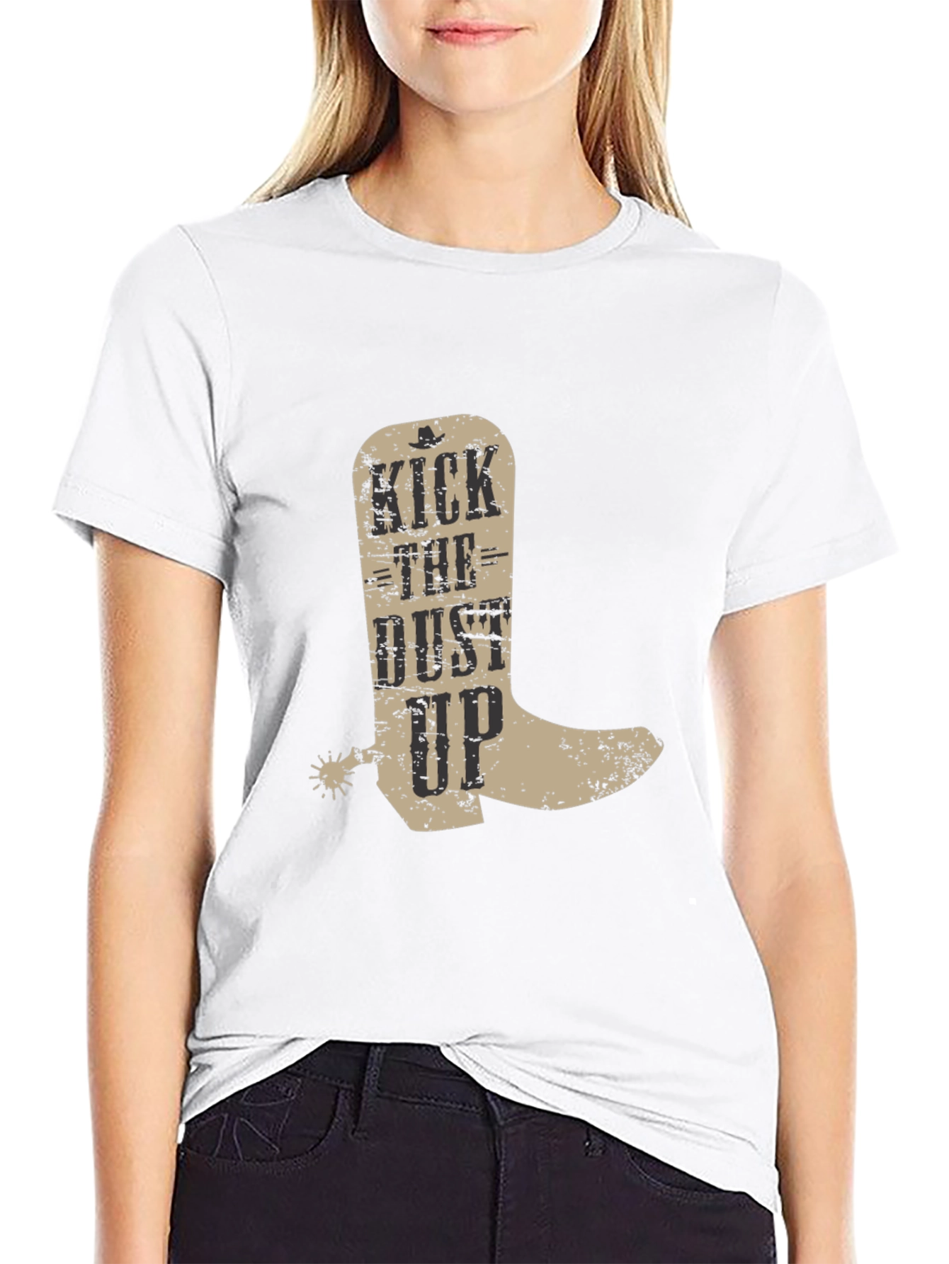 Black Kick the Dust Up Cowboy Boot Graphic T-Shirt view 9