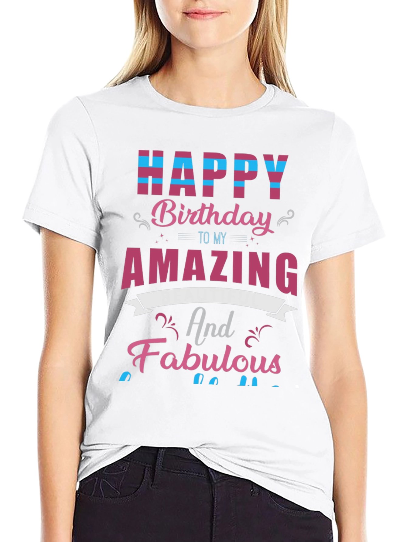 Black Happy Birthday Amazing & Fabulous Graphic Tee view 9