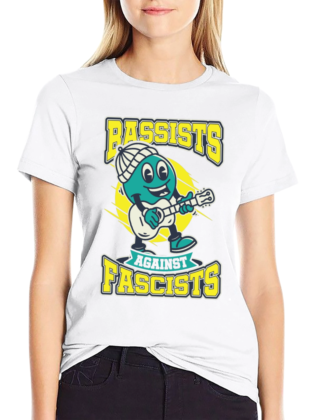Black Bassists Against Fascists Graphic Tee - Political Statement T-Shirt view 9