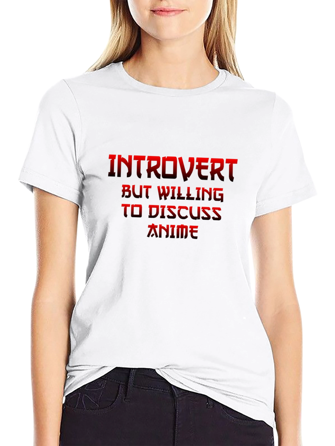 Black Introvert Anime Fan Black T-Shirt view 9