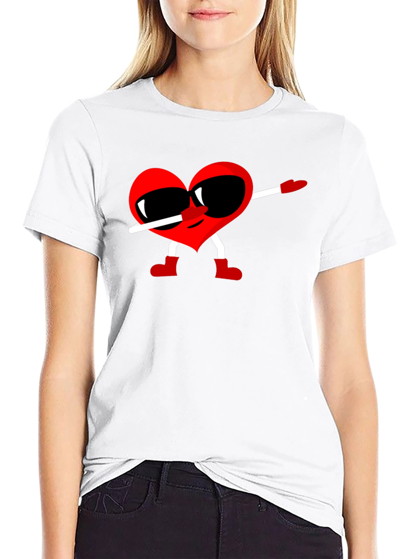 Black Heart Dabbing Graphic Tee - Black Cotton T-Shirt view 9