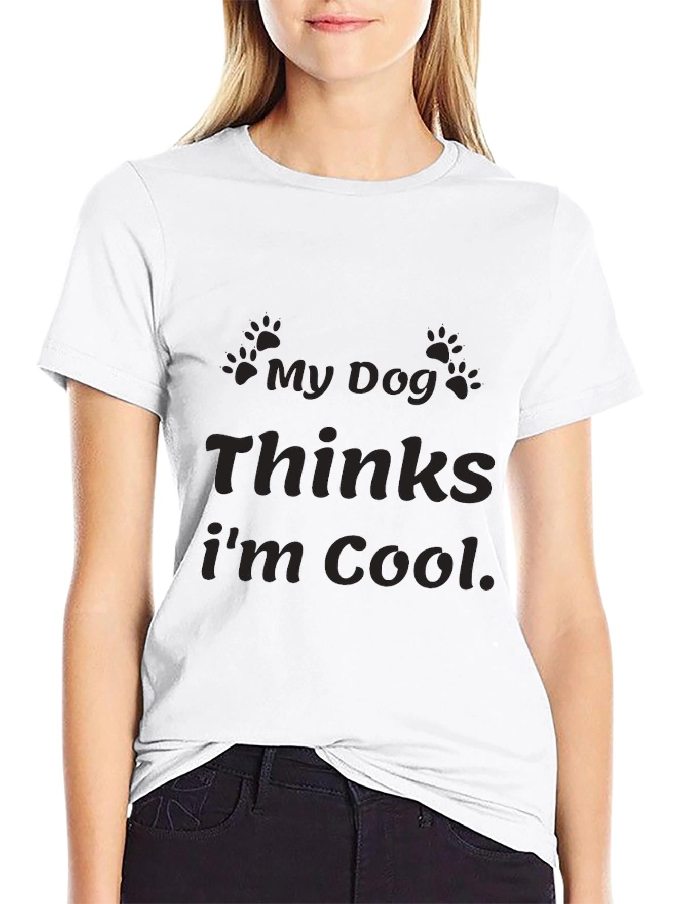 Black My Dog Thinks I'm Cool Graphic T-Shirt view 9