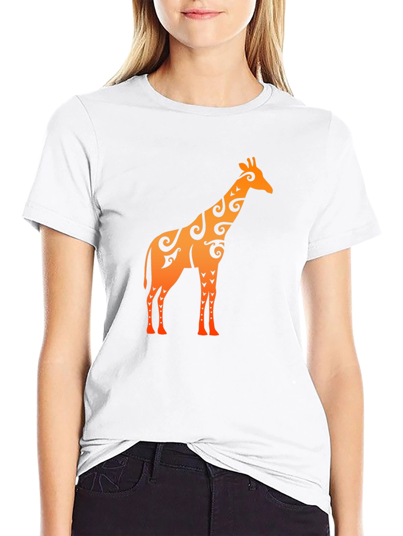 Black Tribal Giraffe Graphic T-Shirt view 9