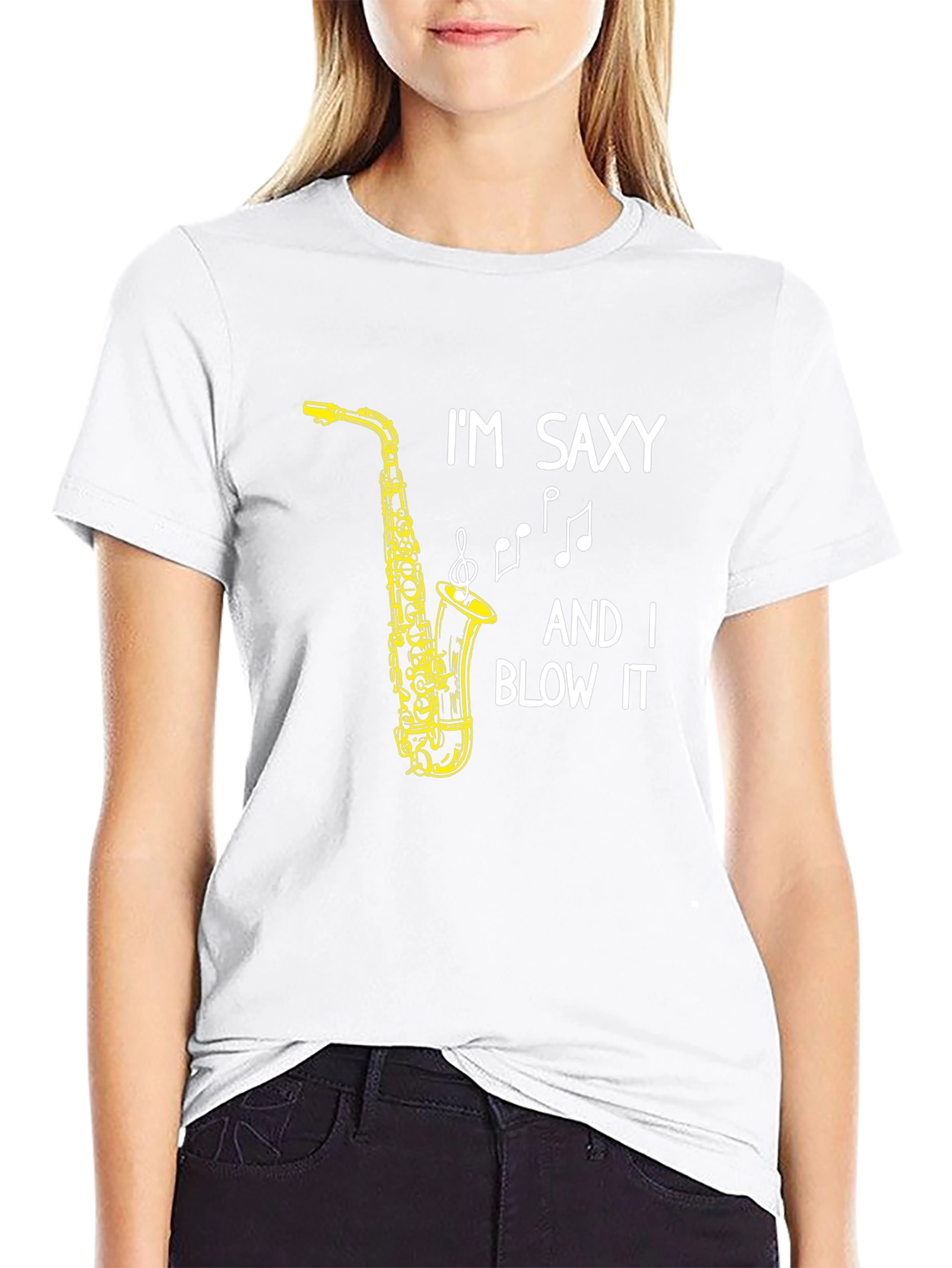 Black I'm Saxy And I Blow It T-Shirt view 9