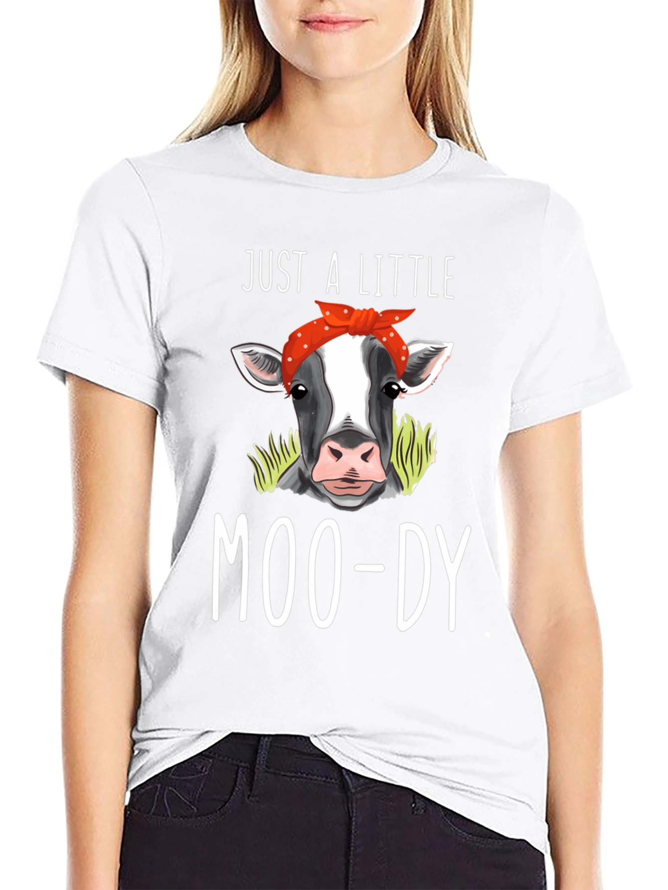 Black Just A Little Moo-dy Cow T-Shirt view 9