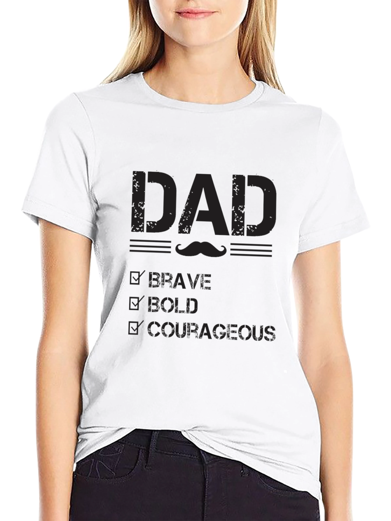 Black Dad Brave Bold Courageous Graphic Tee - Black view 9