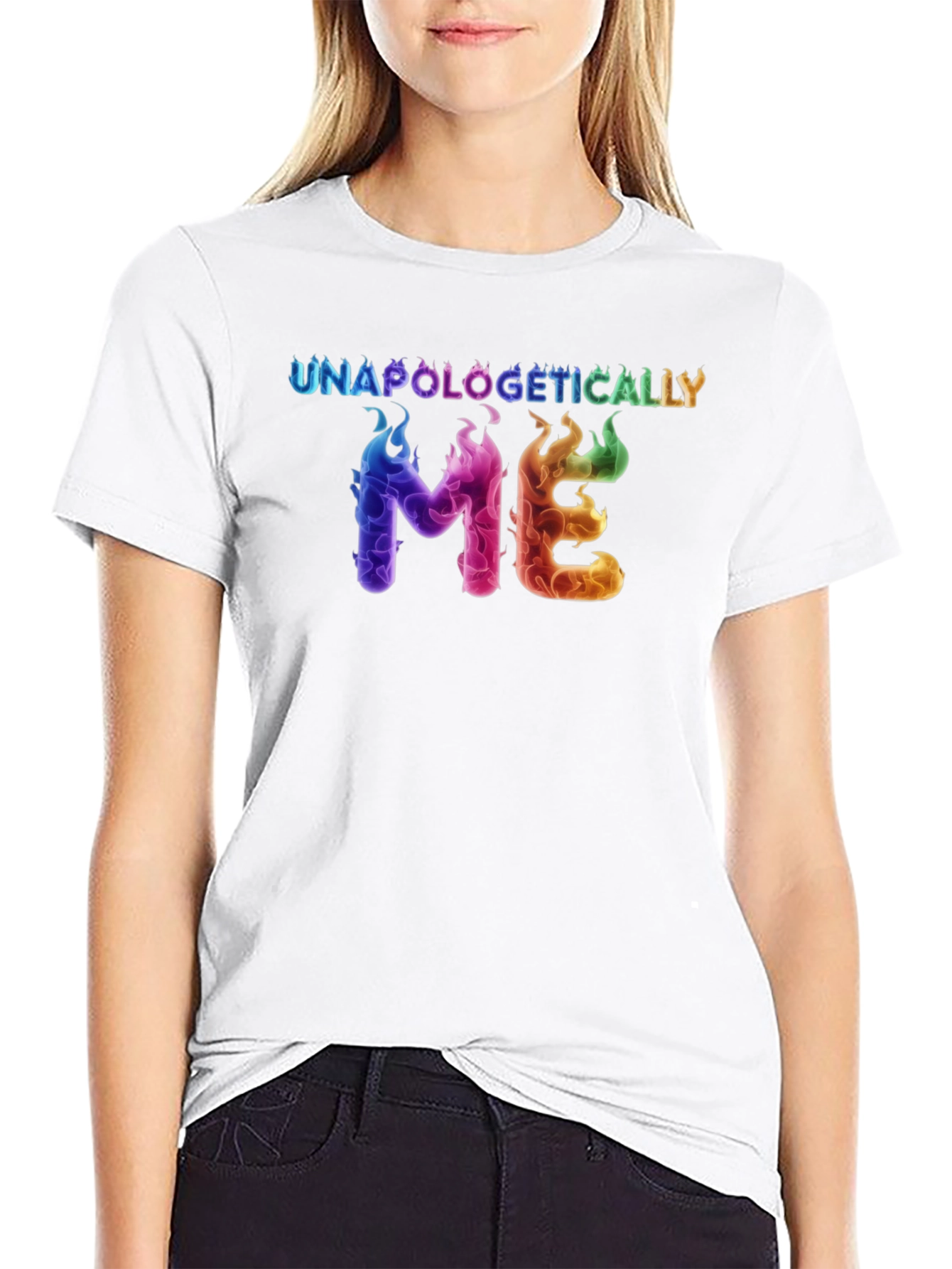 Black Unapologetically Me Rainbow Flame Graphic Tee view 9