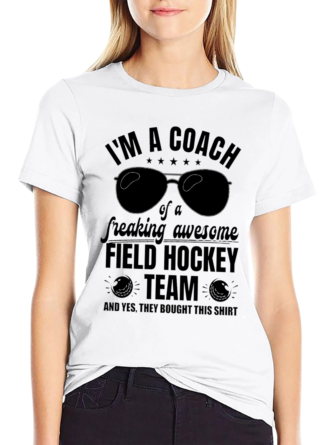 Black Field Hockey Coach T-Shirt: Awesome Team Tee view 9