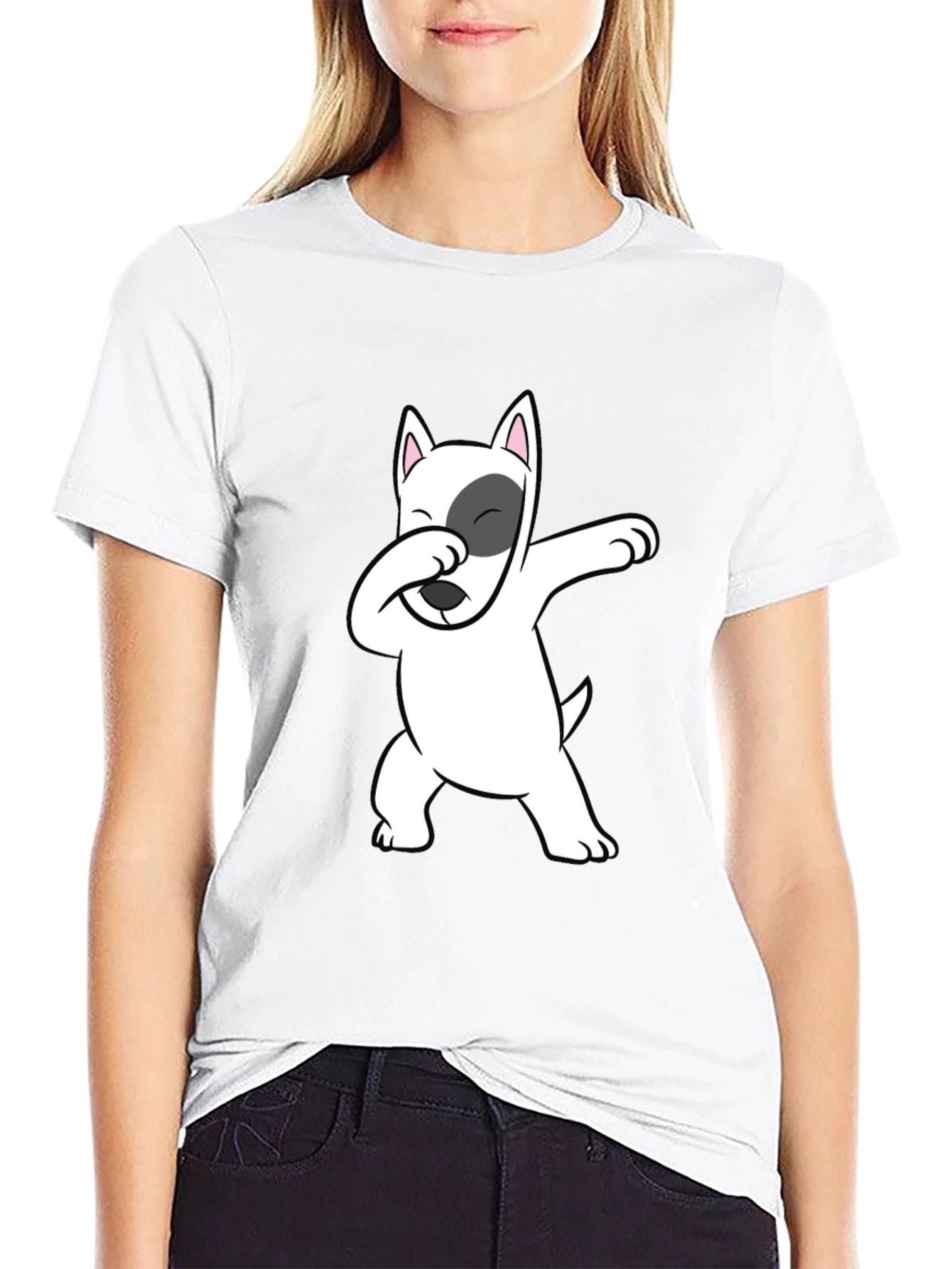 Black Dabbing Dog Graphic Tee - Cool Bull Terrier T-Shirt view 9