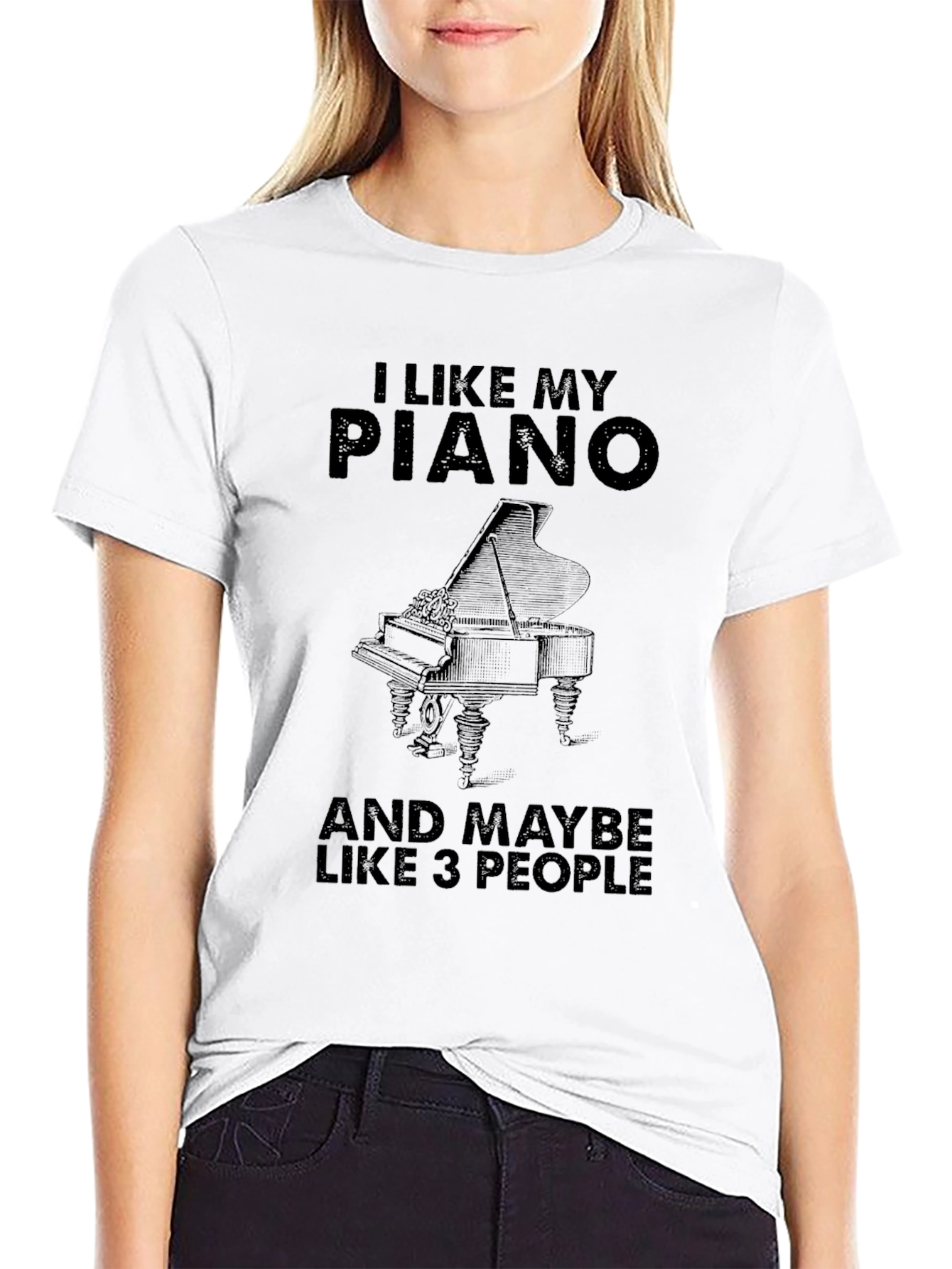 Black I Like My Piano T-Shirt - Musician Humor Tee view 9