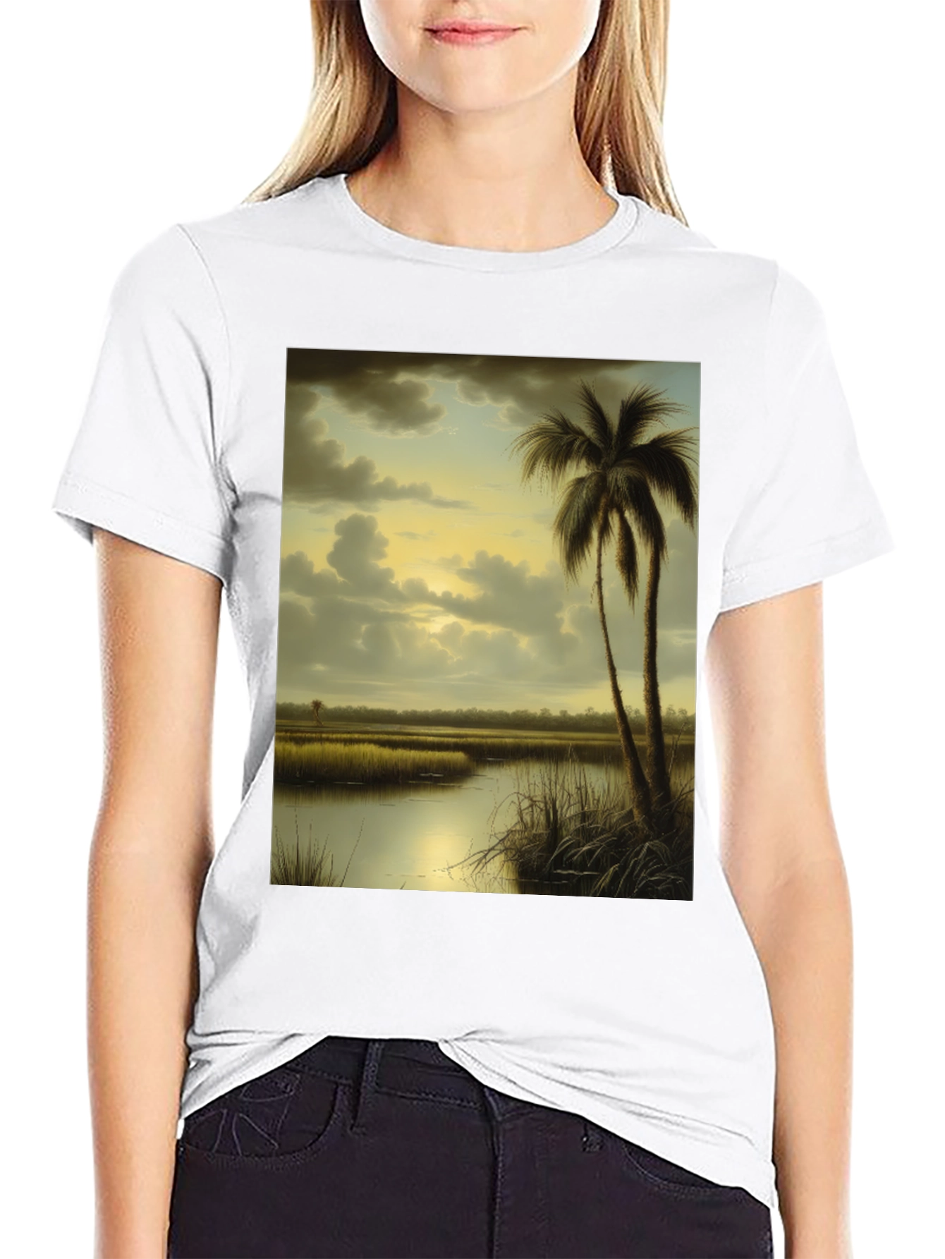 Black Tropical Marshland T-Shirt view 9