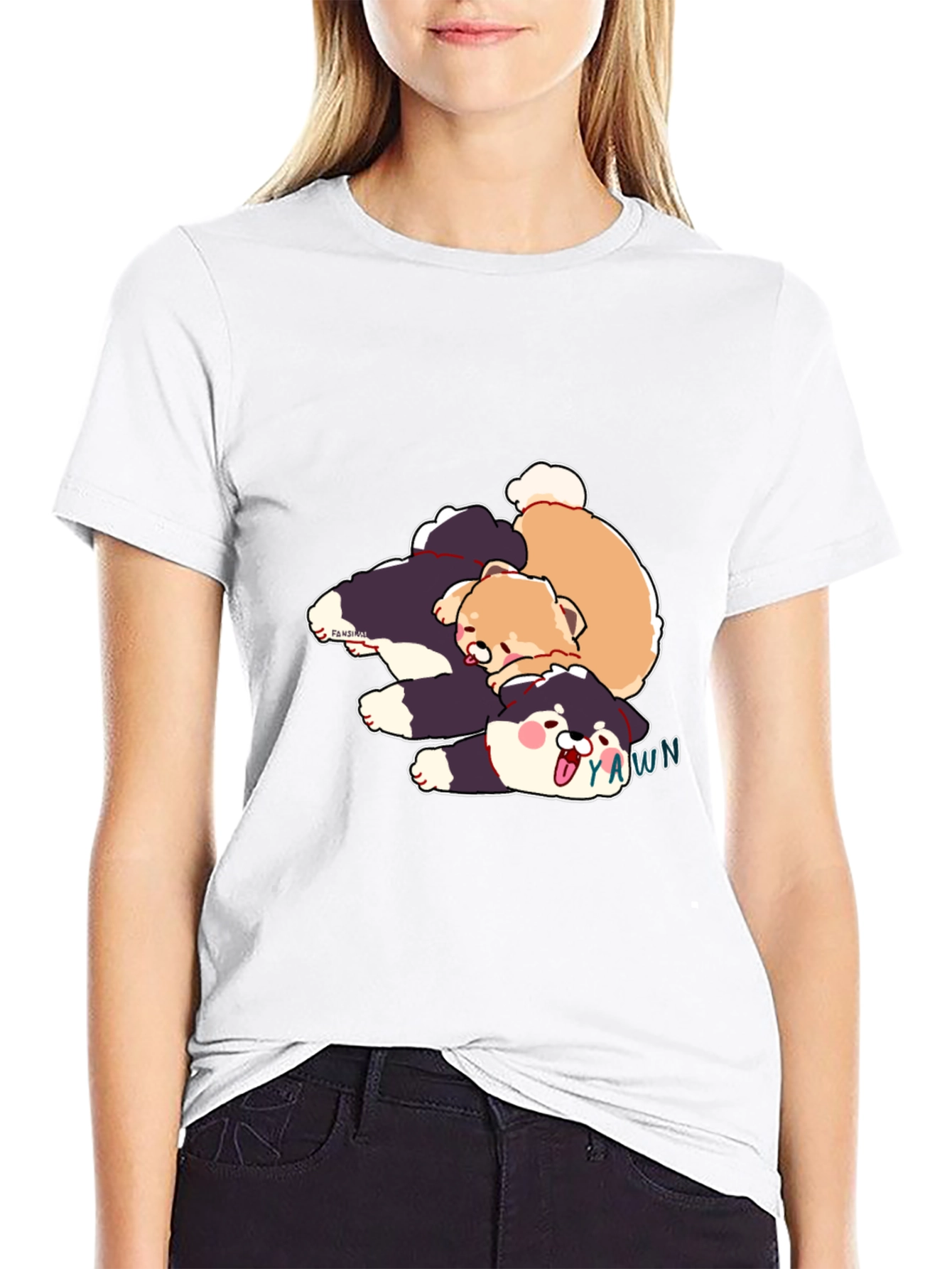Black Cartoon Dog Pile Black T-Shirt view 9