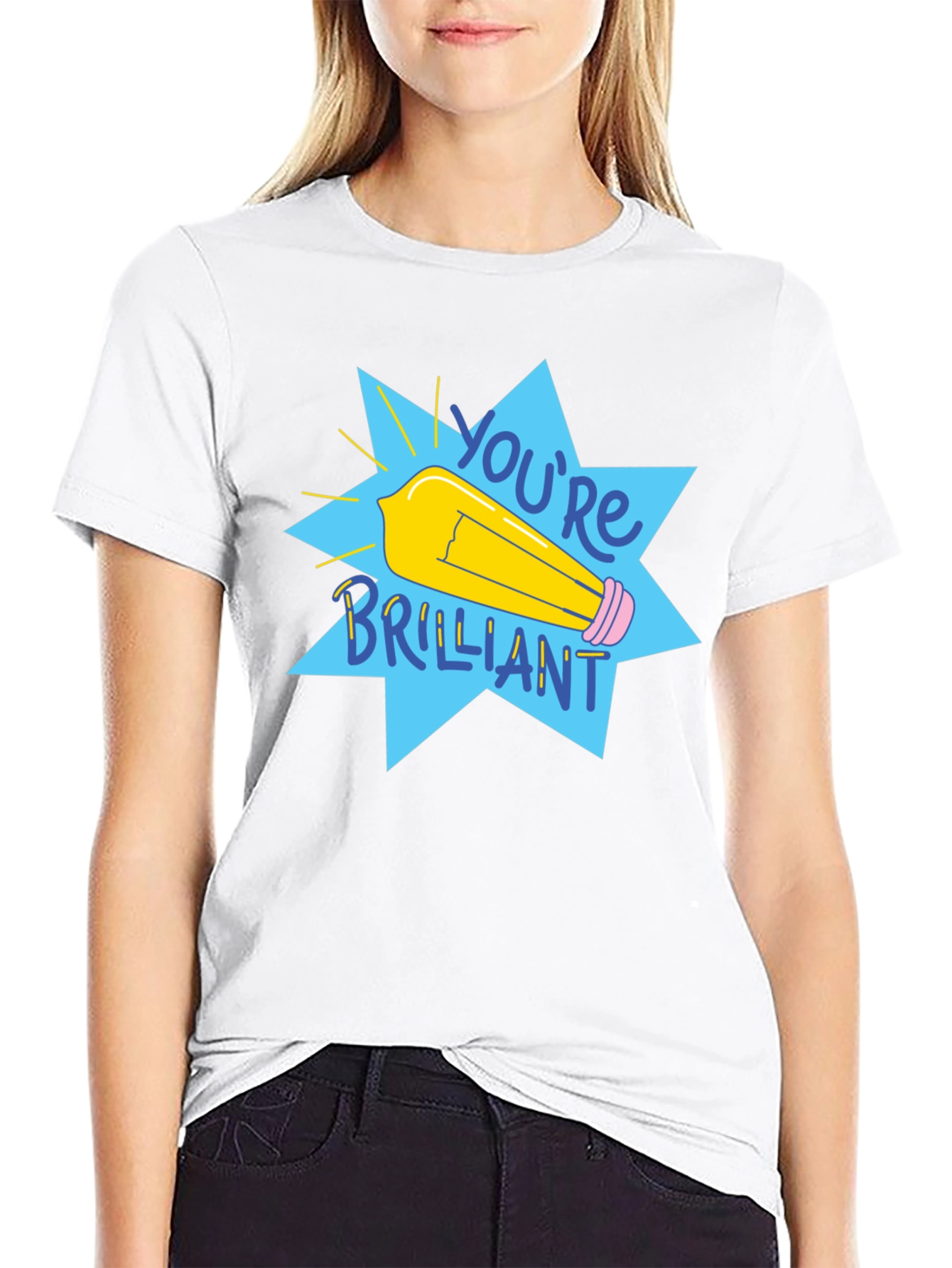 Black You're Brilliant Graphic Tee - Black Cotton T-Shirt view 9