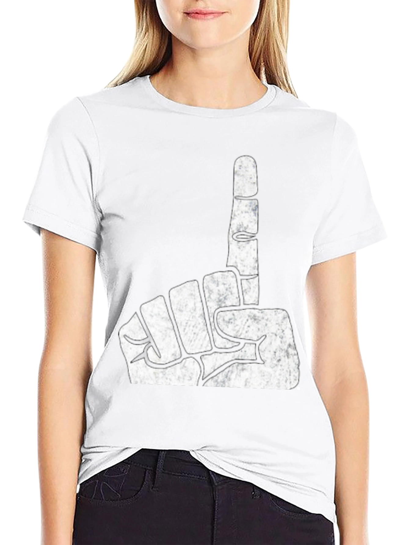 Black One Finger Gesture Graphic T-Shirt view 9