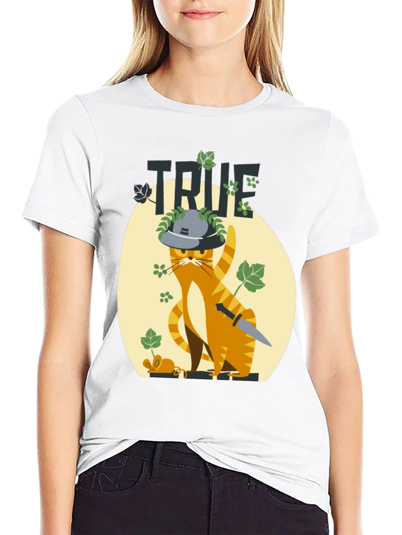 Black True Detective Cat Graphic Tee view 9