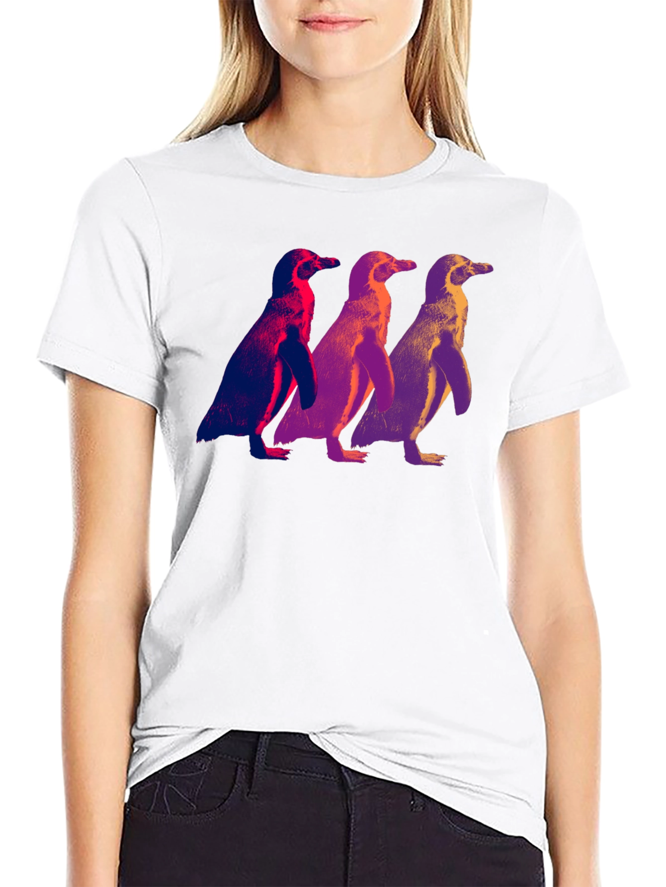 Black Cool Penguin Trio Graphic Tee view 9